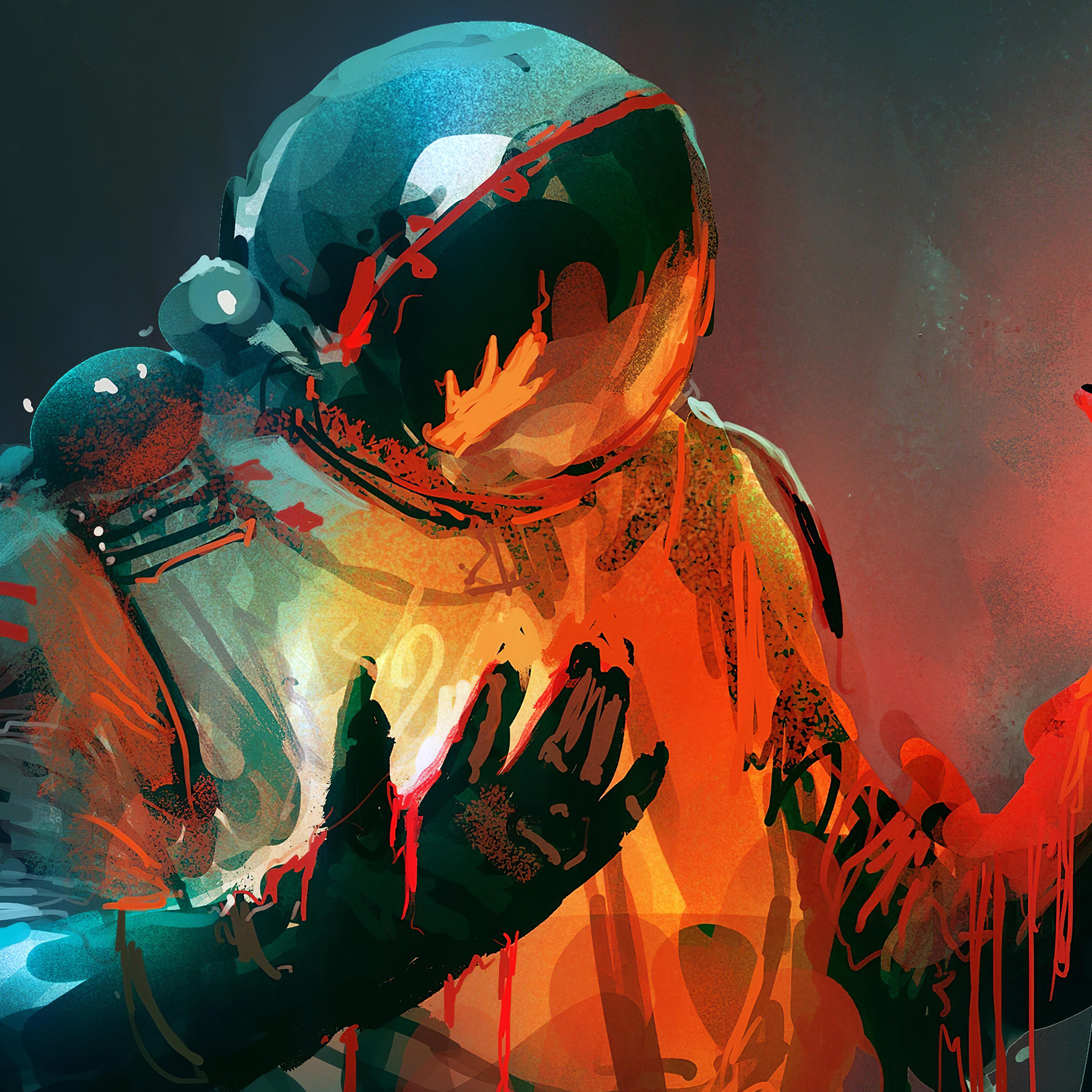 5120x5120 Art Spaceman Anime Universe Wallpaper