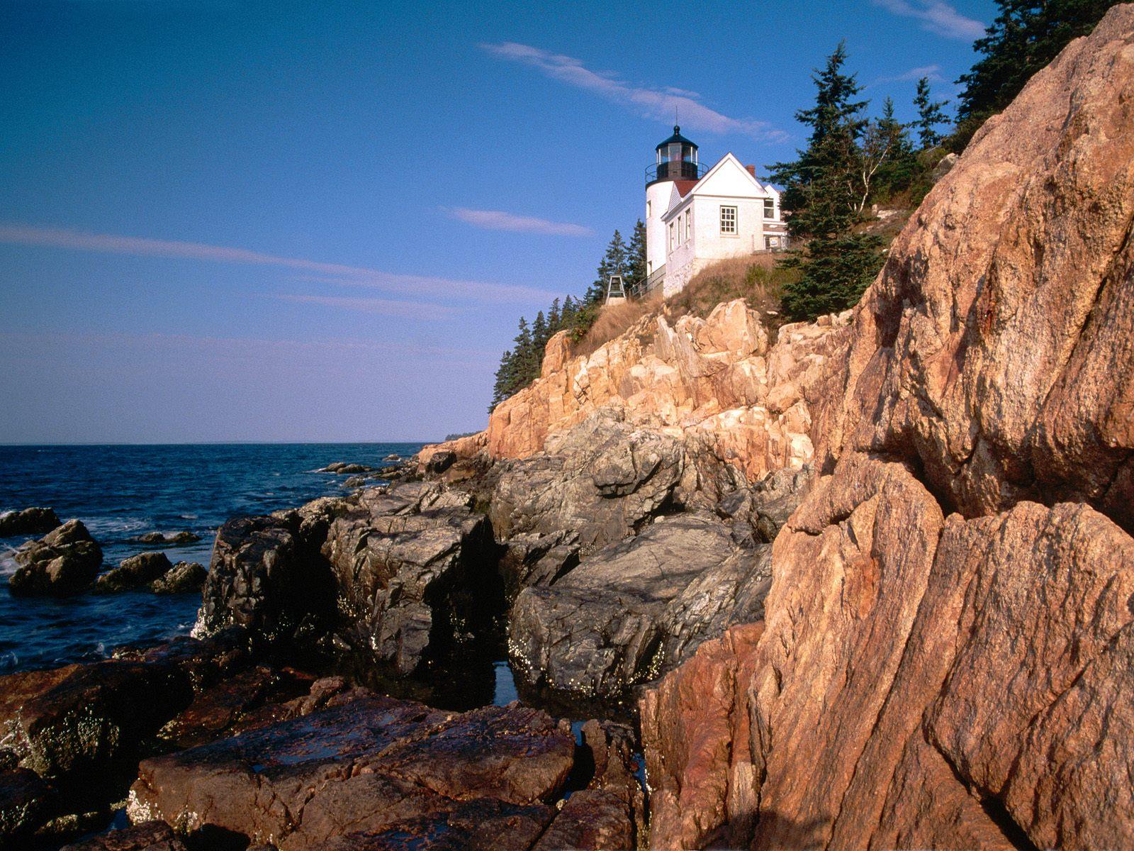 1600x1200 Wallpaper Acadia National Park, Maine, Bass Harbor Head Lighthouse