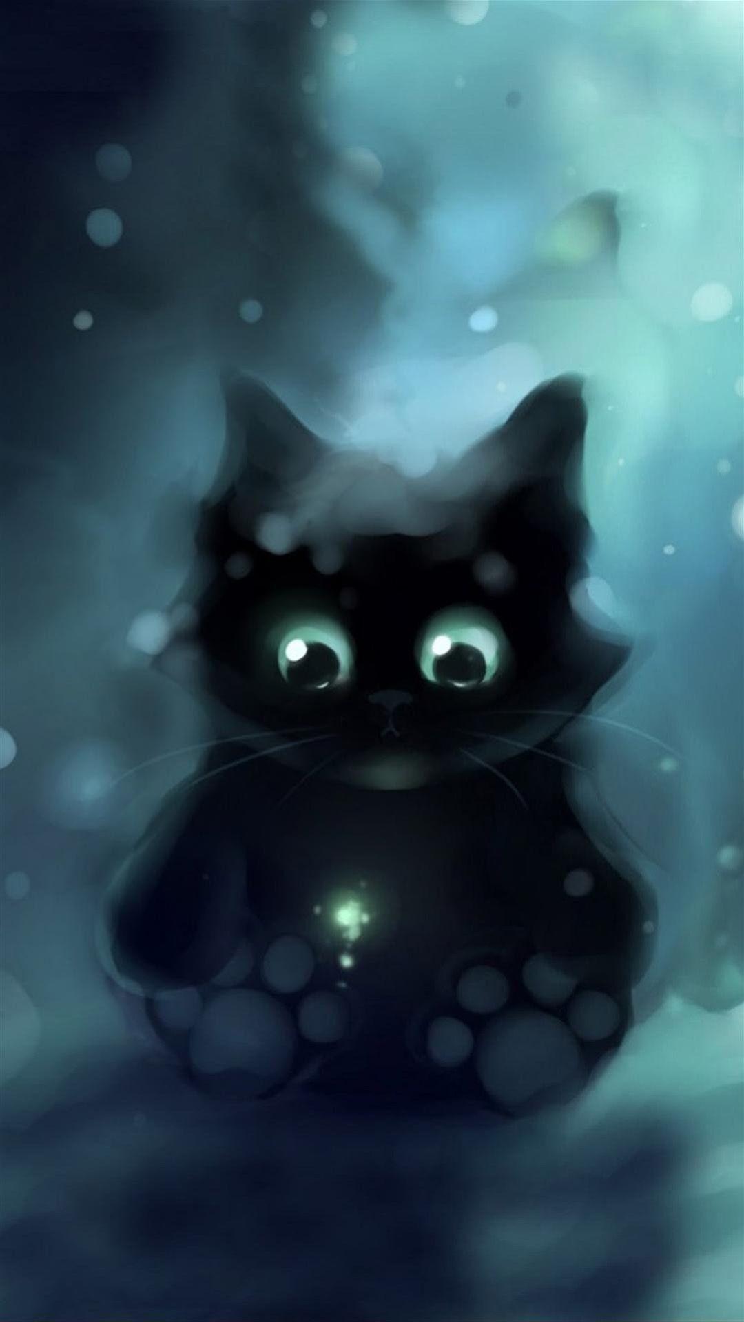 1080x1920 Black Cat Galaxy Wallpaper