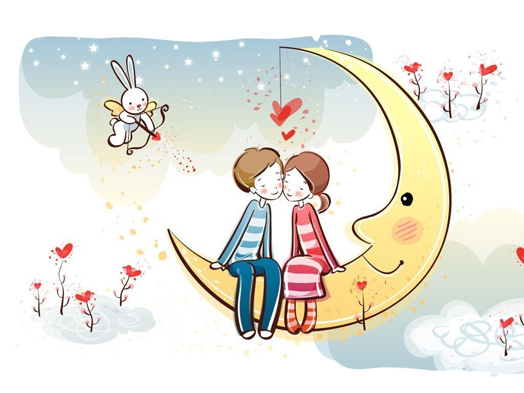 1024x768 Cartoon Valentines Wallpaper