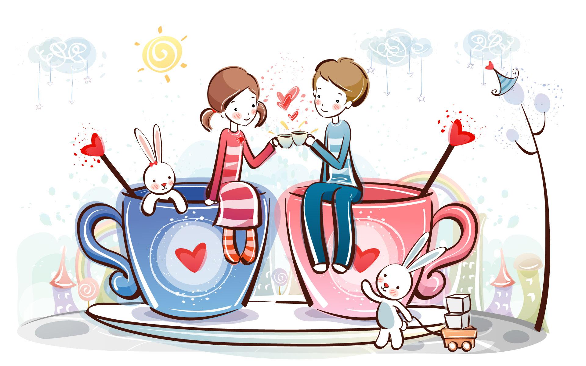 1920x1200 Free Cartoon Valentine Wallpaper
