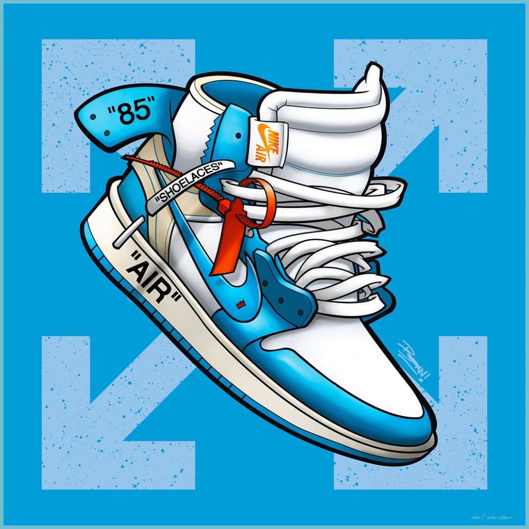 1047x1047 Off White Jordan 9 Blue Wallpaper 1 Cartoon Wallpaper