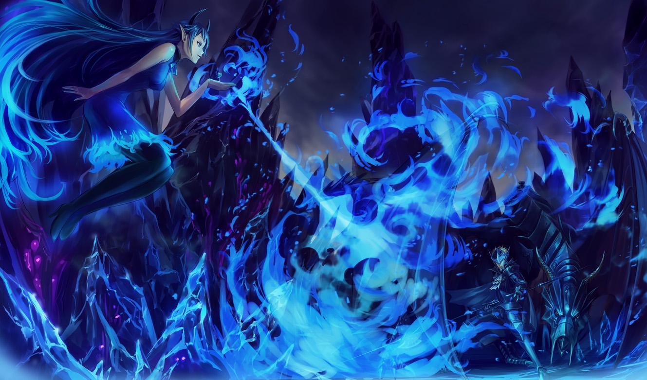 1329x782 armor blue blue eyes blue hair demon dragon horns iceojin long hair male original pixiv fantasia pointed ears weapon. konachan.com.com Anime Wallpaper