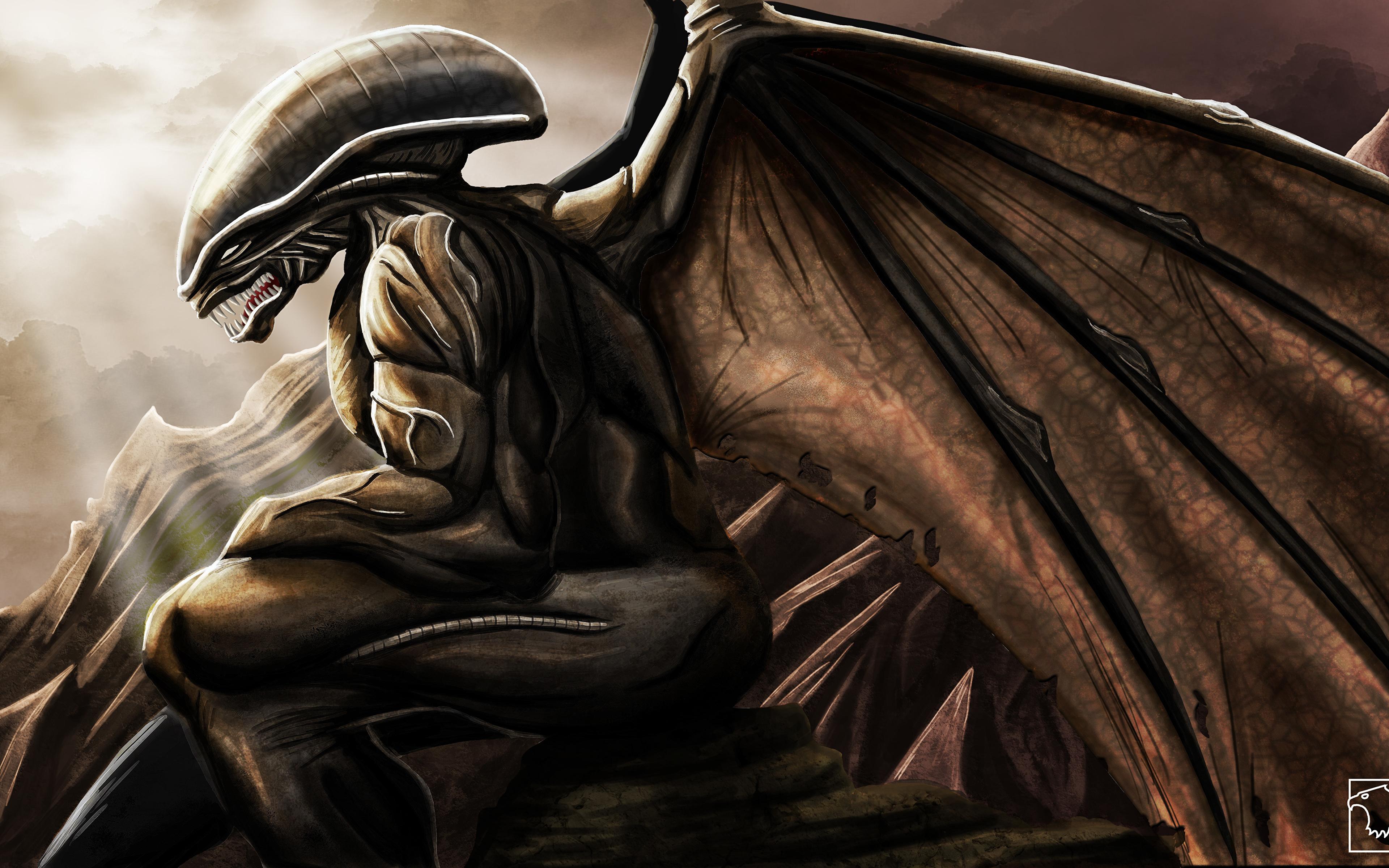 3840x2400 image Alien Monsters Wings Fantasy 3840x2400