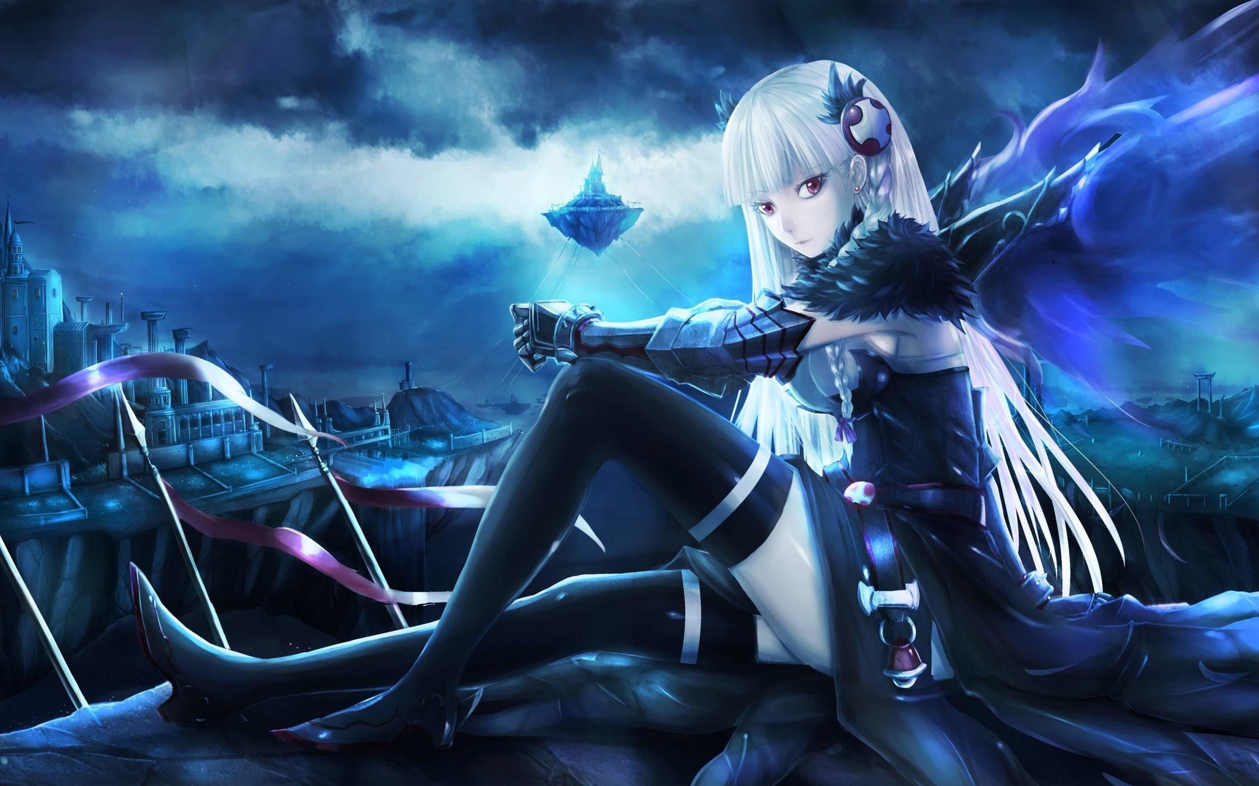 2560x1600 Blue Anime Girl Wallpaper