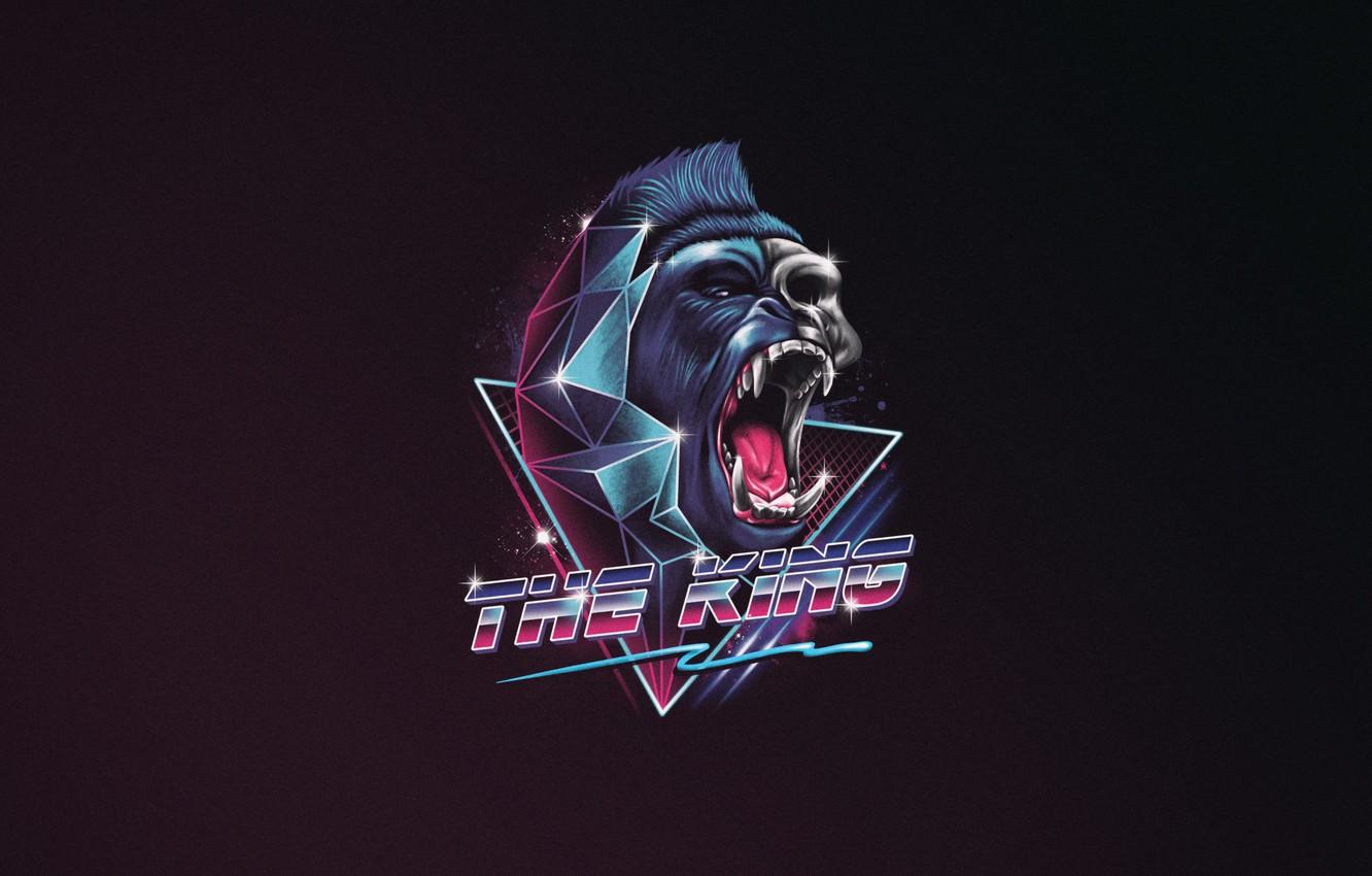 1332x850 Wallpaper Minimalism, Background, Neon, Gorilla, Synth, The King, Retrowave, Synthwave, New Retro Wave, Futuresynth, Sintav, Retrouve, by Vincenttrinidad, Vincenttrinidad, by Vincent Trinidad, Vincent Trinidad image for desktop, section минимализм