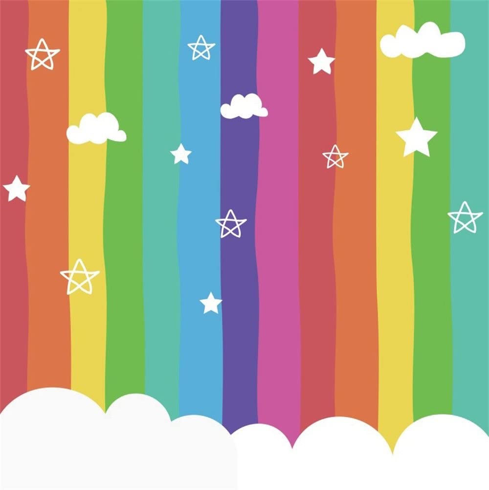 1000x1001 Amazon.com : LFEEY 8x8ft Cute Rainbow Color Baby Backdrop Kids Children Girls Birthday Party Decor Wallpaper Cartoon Clouds Baby Shower Photo Booth Portrait Photography Background Photo Studio Props