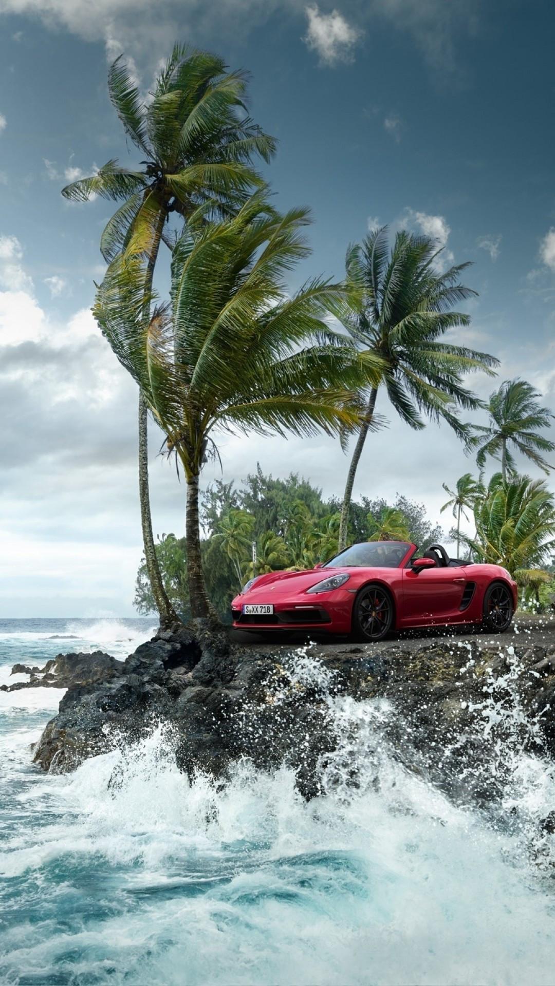 1080x1920 Download 1080x1920 Porsche 718 Boxster S, Ocean, Palm, Rocks, Supercars Wallpaper for iPhone iPhone 7 Plus, iPhone 6+, Sony Xperia Z, HTC One