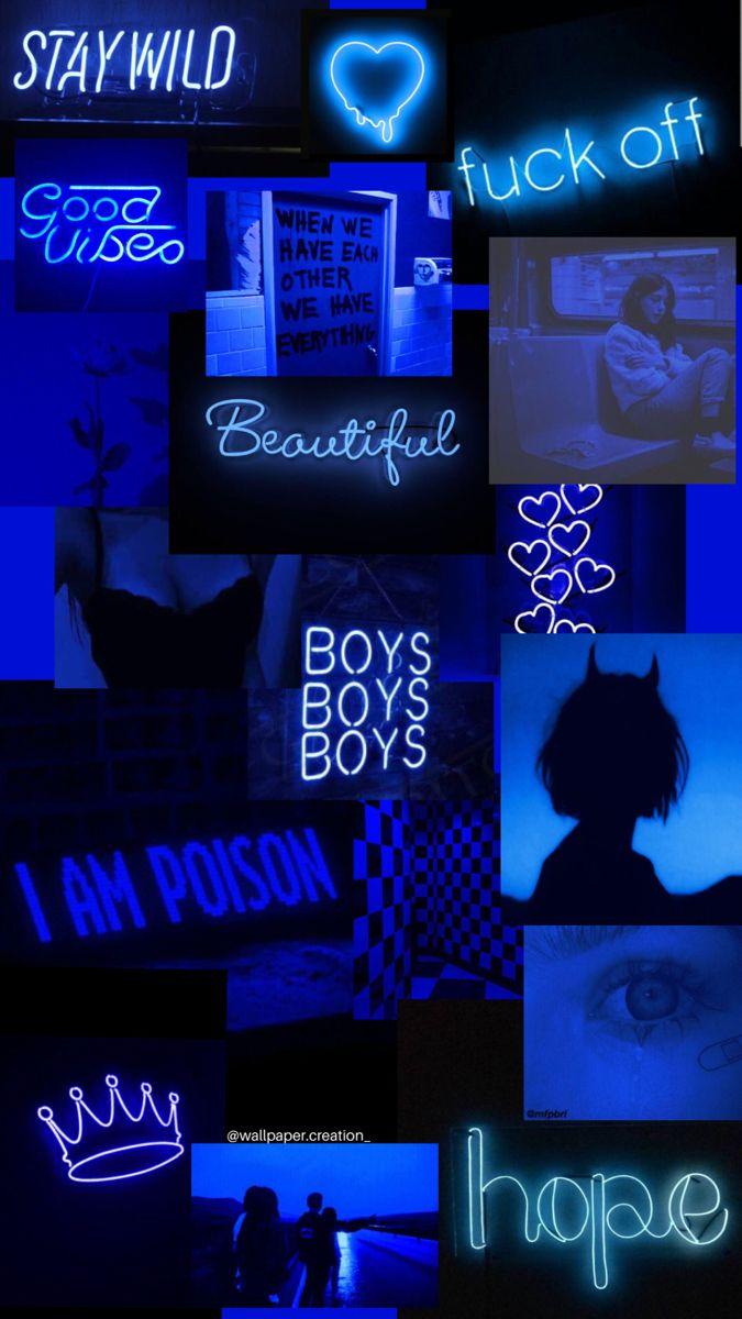 675x1200 Aesthetic Neon Blue Wallpaper