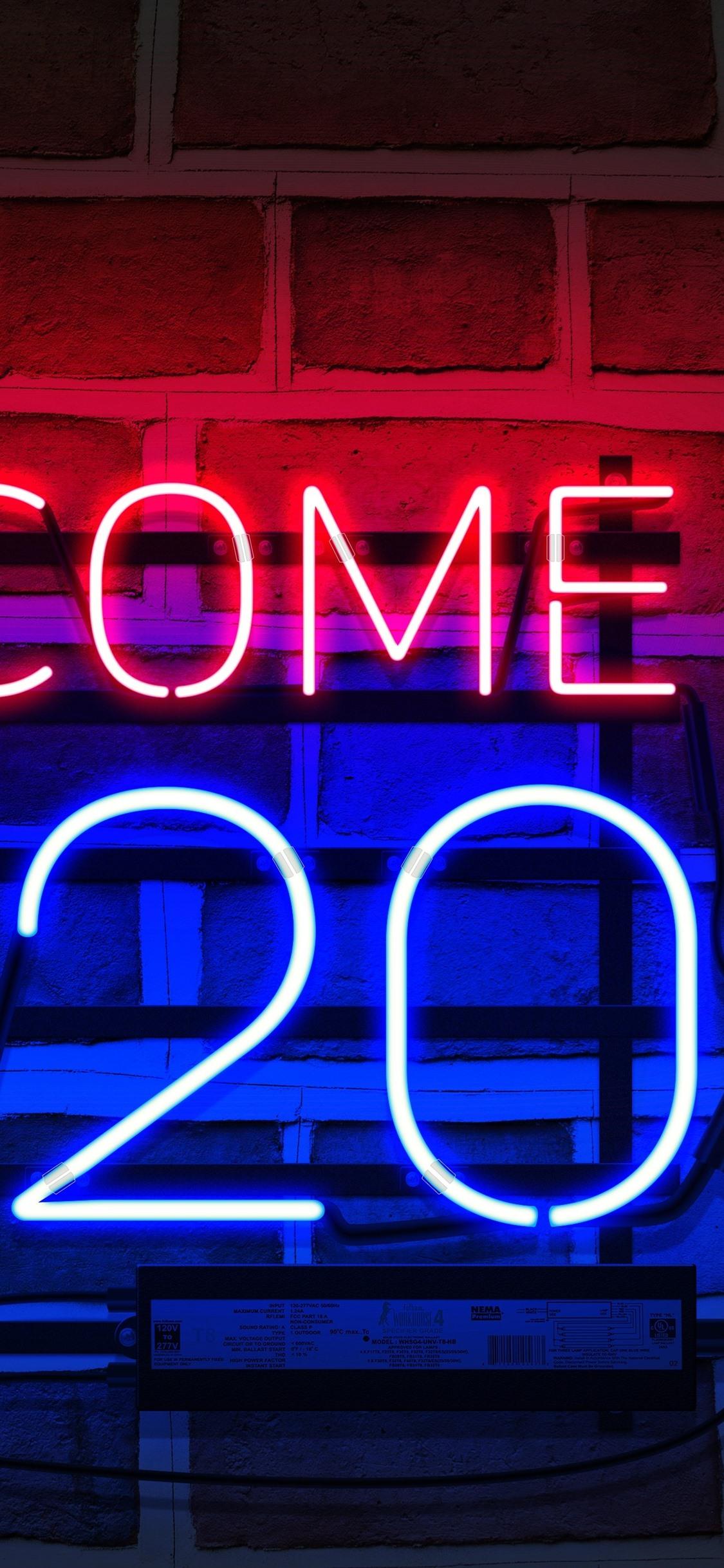 1125x2436 Welcome New Year, Neon 1242x2688 IPhone 11 Pro XS Max Wallpaper, Background, Picture, Image