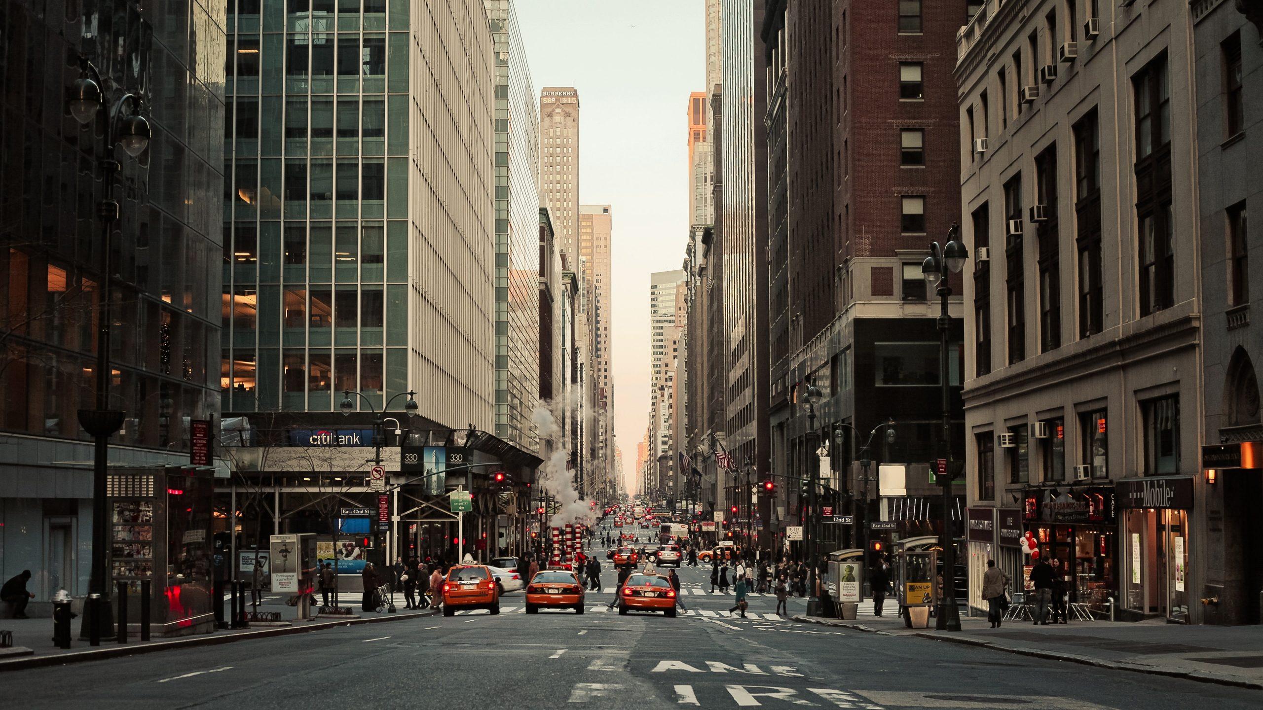 2560x1440 Manhattan, city, new york city, metropolis, usa, street, downtown wallpaper • Wallpaper For You HD Wallpaper For Desktop & Mobile