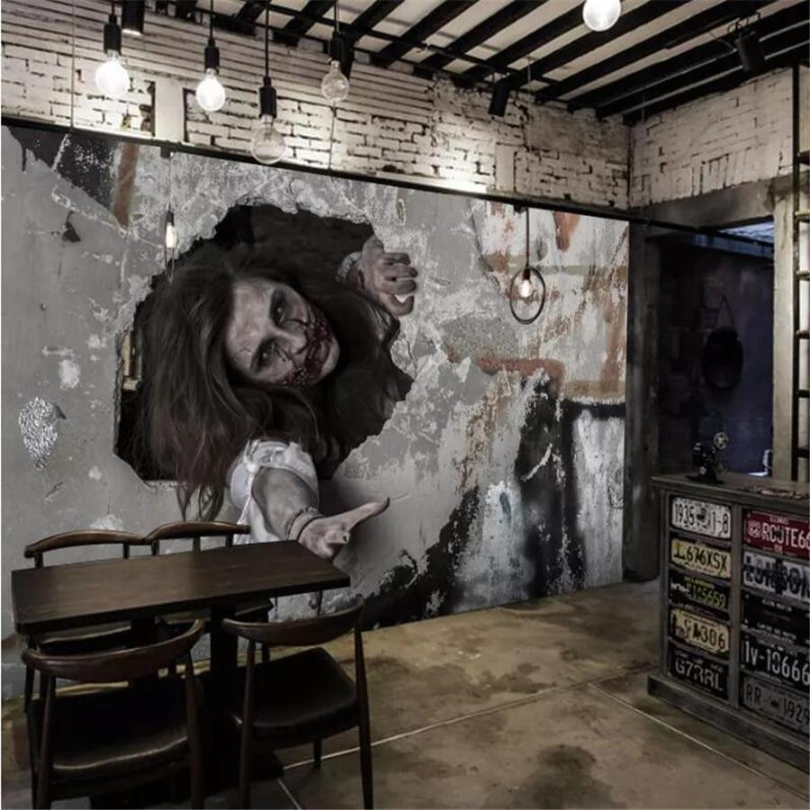 900x900 Beibehang Custom Wallpaper 3D Photo Mural Mysterious Horror Hare House Theme Space KTV Bar Background Wall paper papel de parede. papel de parede. de paredecustom wallpaper