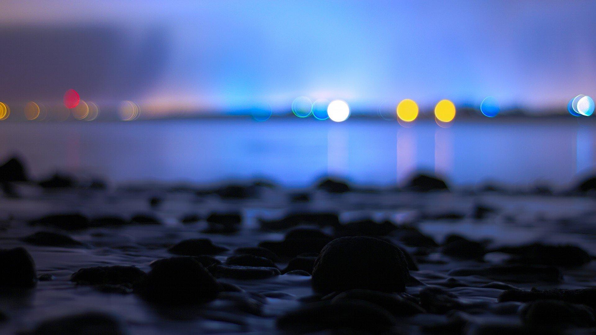 1920x1080 bokeh, Calm, Water, Sea, Night HD Wallpaper / Desktop and Mobile Image & Photo