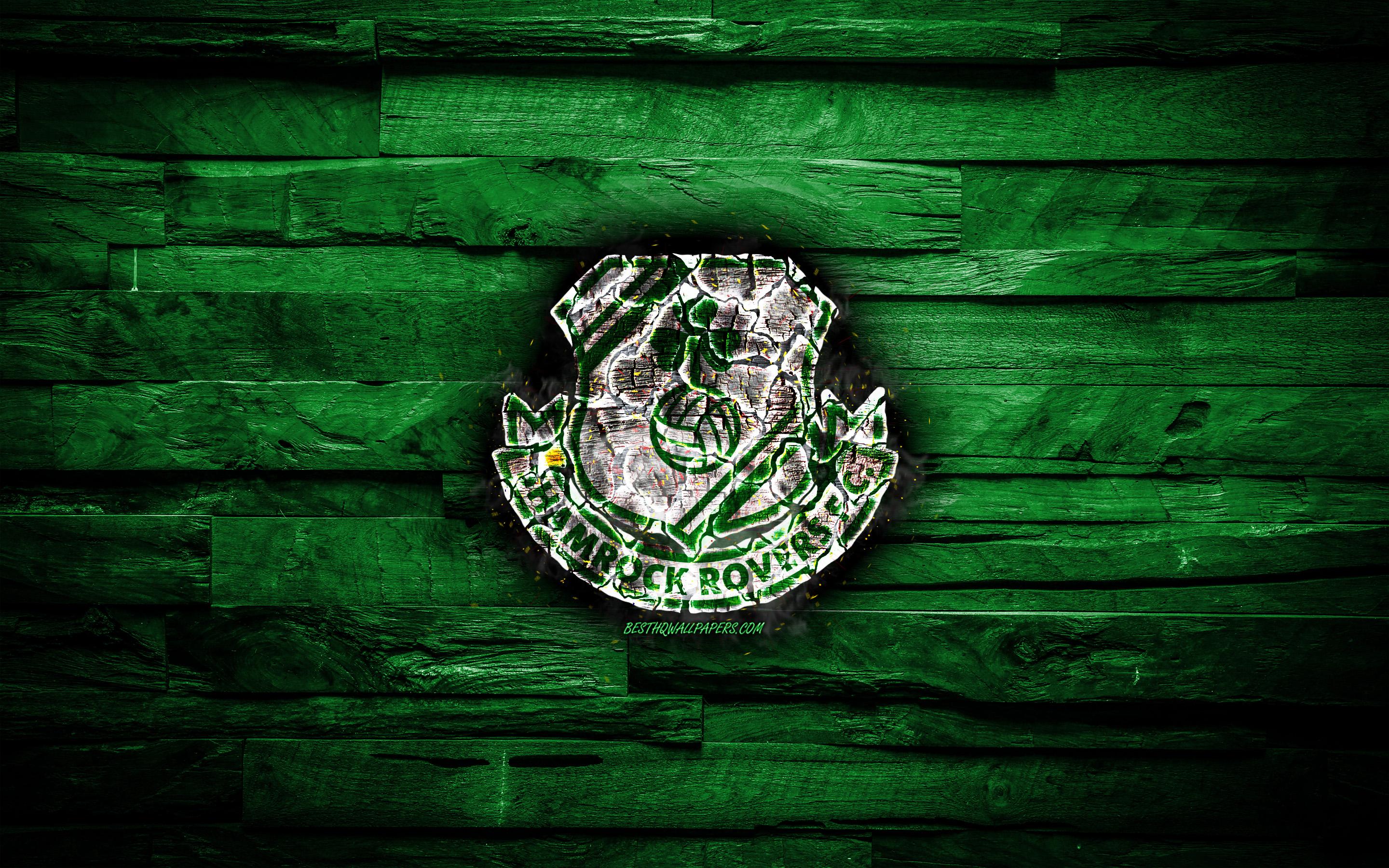 2880x1800 Download wallpaper Shamrock Rovers FC, burning logo, Premier Division, green wooden background, Irish football club, grunge, football, soccer, Shamrock Rovers logo, Tallaght, Ireland for desktop with resolution 2880x1800. High Quality HD picture