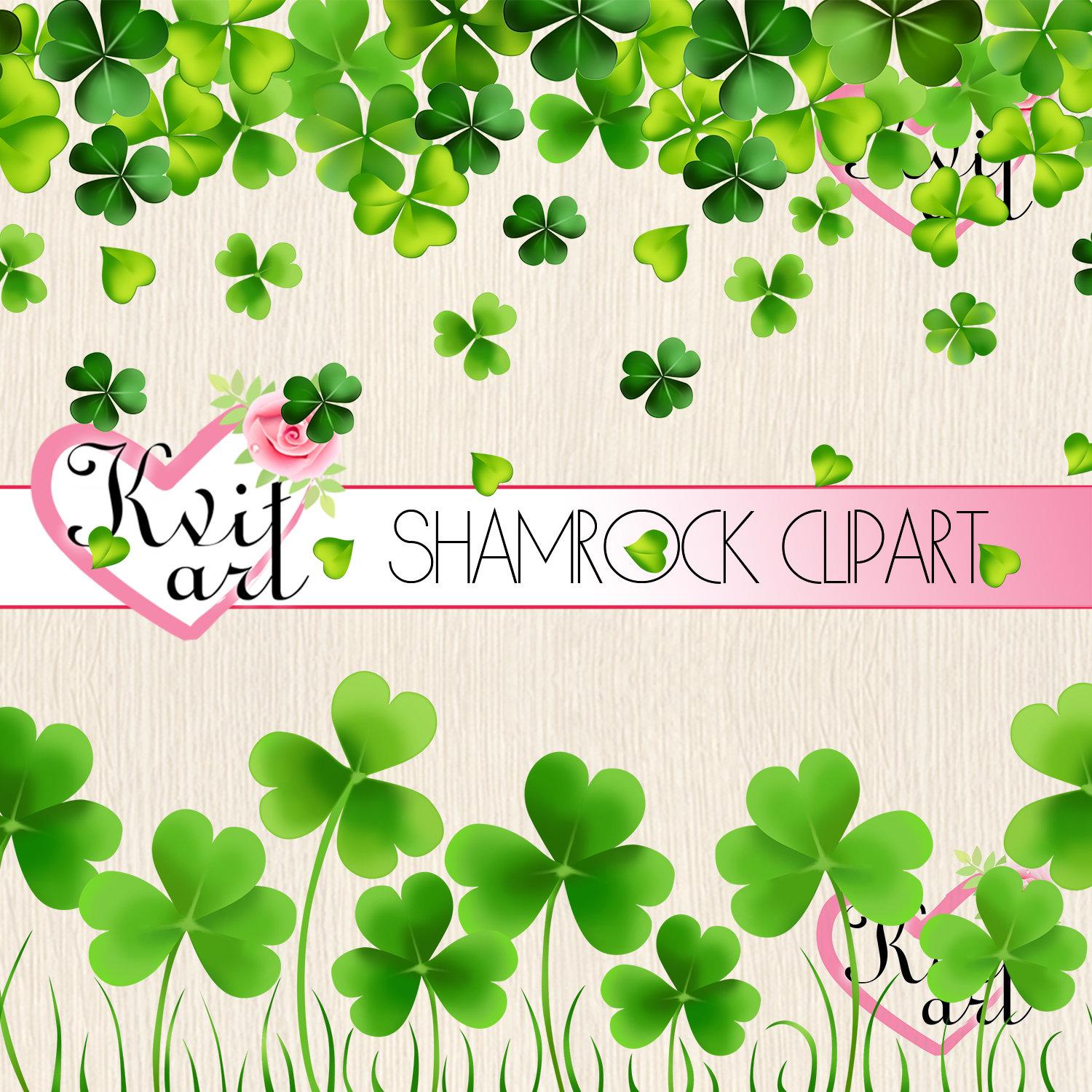 1500x1500 Clover Clipart Set. Instant Download. Irish Shamrock Kit