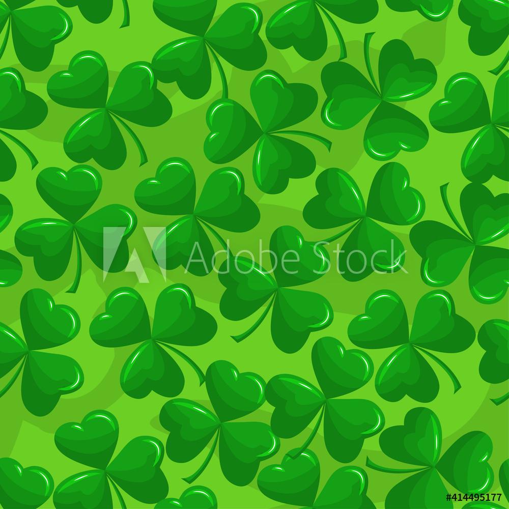 1000x1000 Saint Patrick's Day Pattern With Green Clovers, Shamrock Irish Leprechaun Shenanigans Lucky Charm Kiss Me, I Am Irish Colorful Print For Poster, Card, Textiles, Wallpaper, Background Wall Mural Zsuzsanna