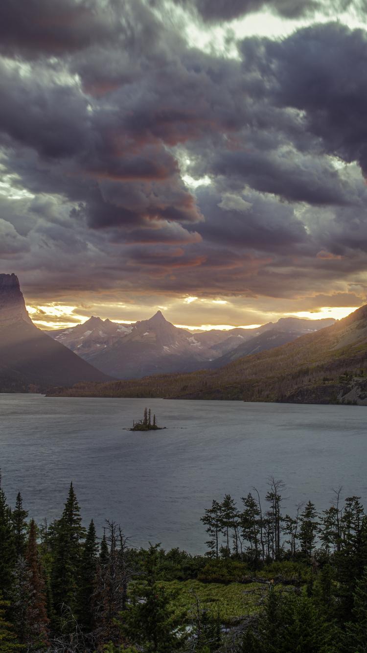 750x1334 Sunset At St Mary Lake Glacier National Park 5k iPhone iPhone 6S, iPhone 7 HD 4k Wallpaper, Image, Background, Photo and Picture