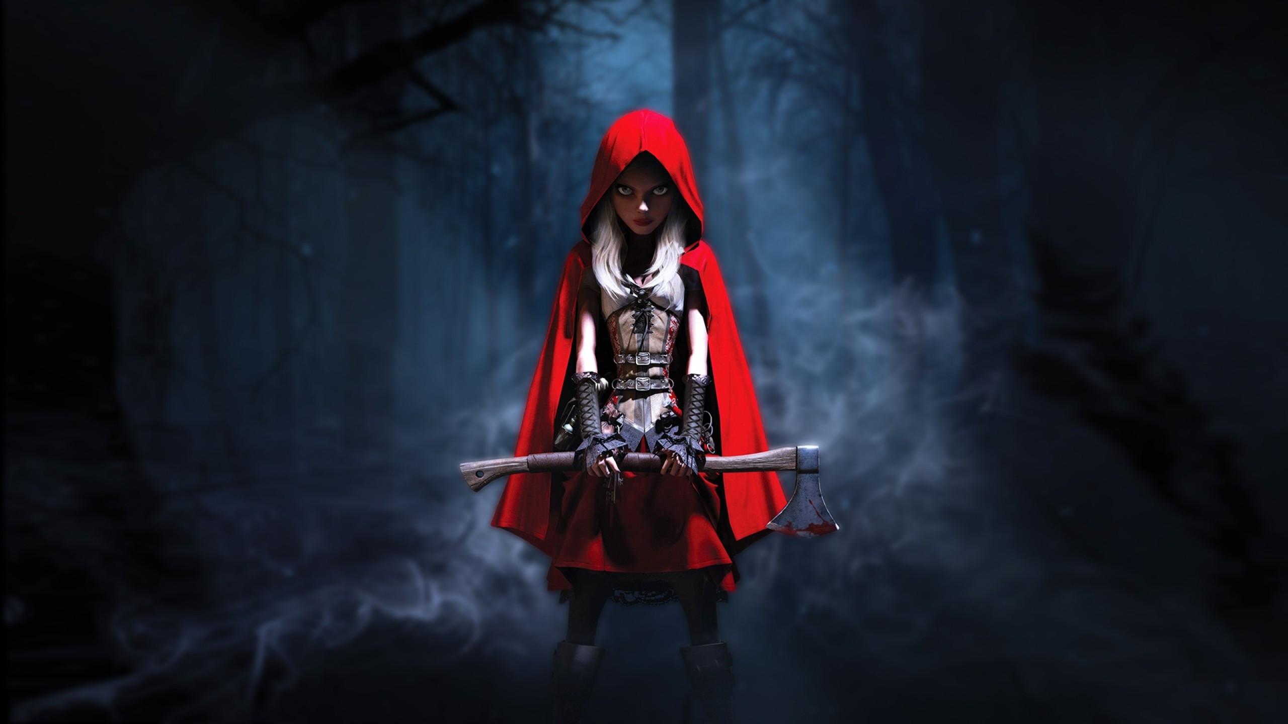 2560x1440 Download 2560x1440 Little Red Riding Hood, Forest, Dark, Fairy Tale Wallpaper for iMac 27 inch