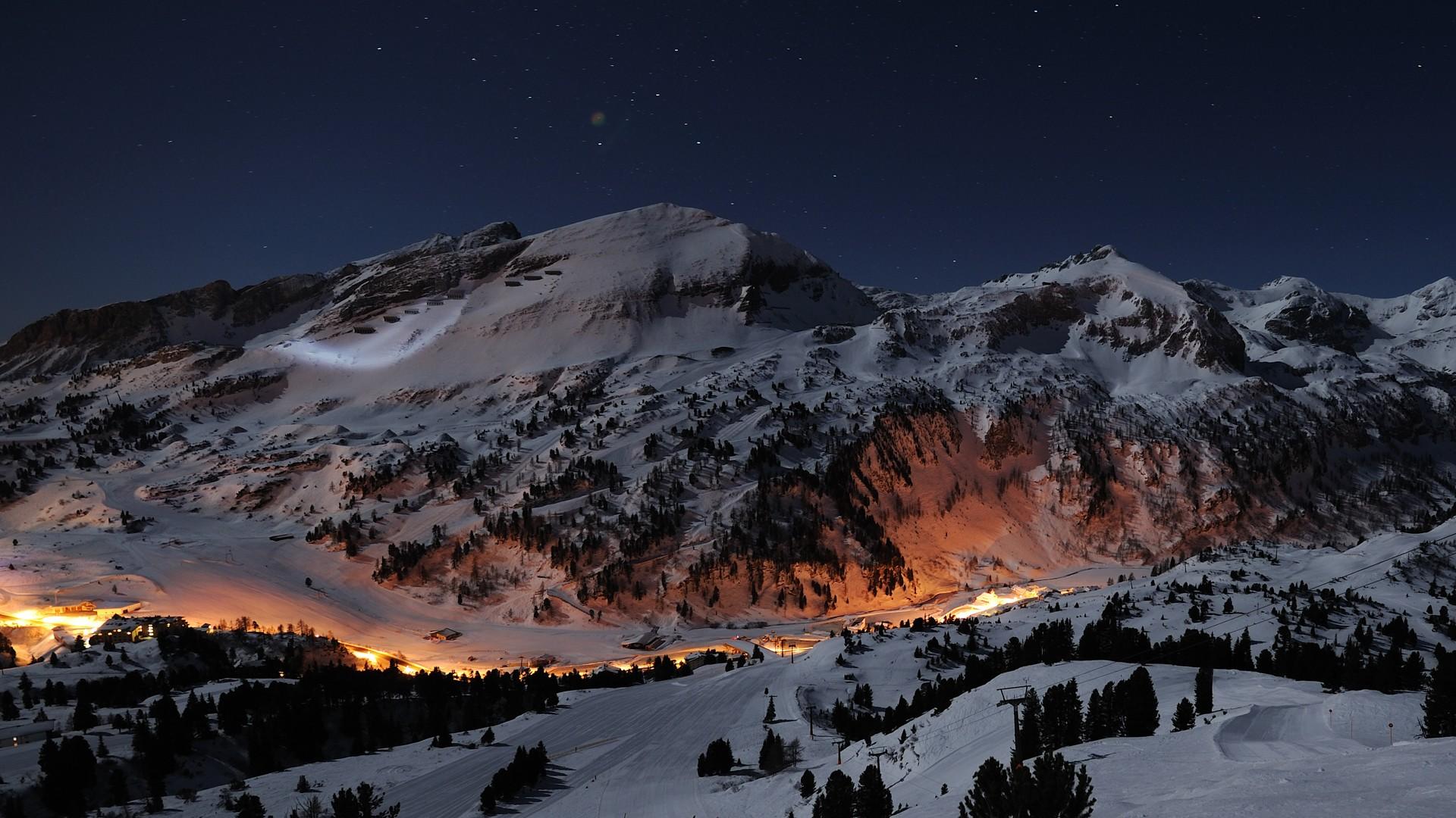 1920x1080 #mountains, #winter, #nature, #hills, #stars, #snow, #landscape, #Austria, #lights, #night, wallpaper. Mocah HD Wallpaper