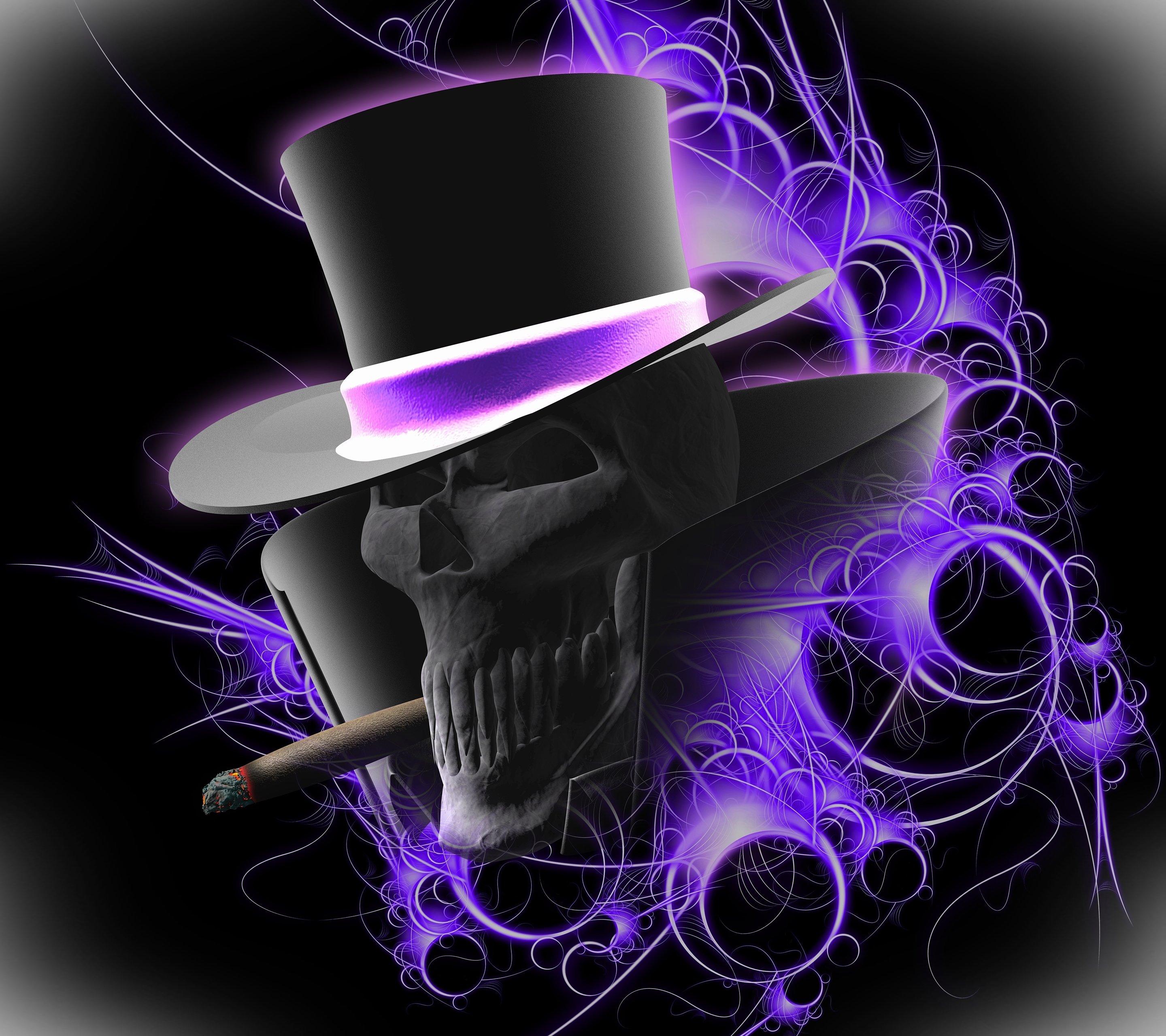 2880x2560 Smoking Skull Wallpaper 10491470 Wallpaper Black And Purple HD Wallpaper