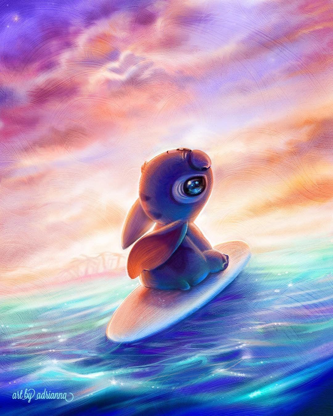1080x1349 Disney's Stitch (surf art) by Adrianna Vanderstelt. Disney drawings, Disney art, Cute disney drawings