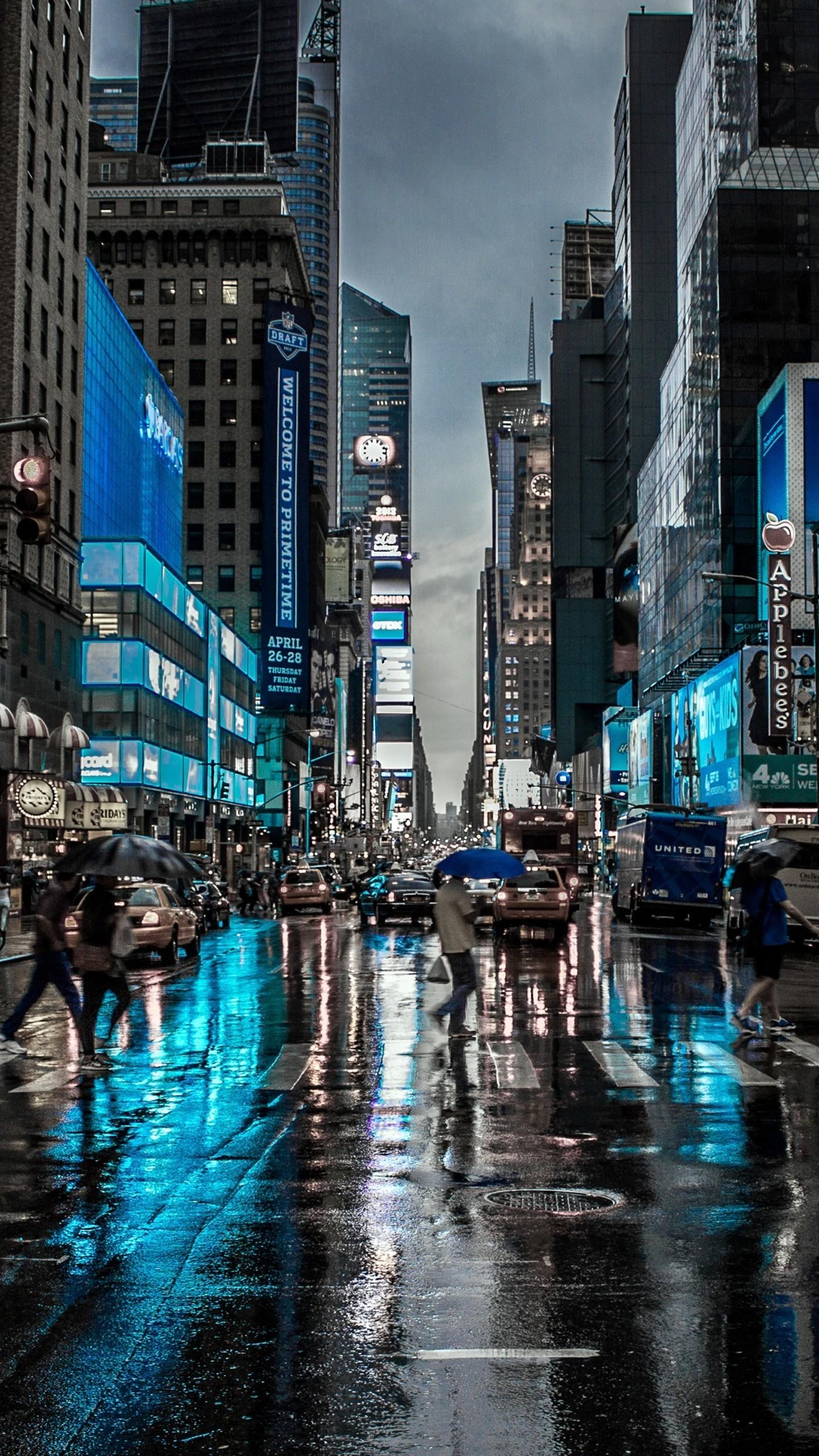1440x2560 New York City Street Reflection Motion Blur Dark 4k Wallpaper New York