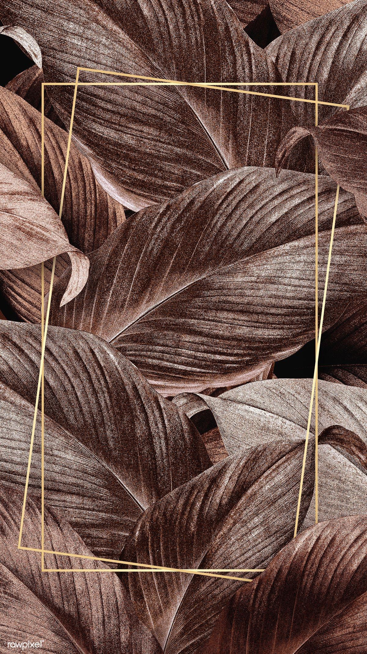 1200x2133 Download premium illustration of Bronze tropical leaves patterned poster. Tropical leaves pattern, Rose gold wallpaper, Tropical leaves