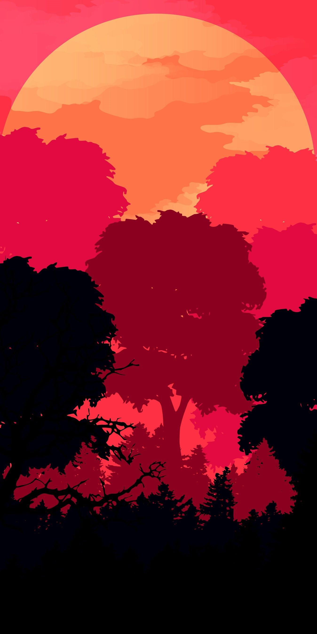 1348x2697 Material °Minimal °Pattern 2. Forest sunset, Minimal wallpaper, Sunset wallpaper