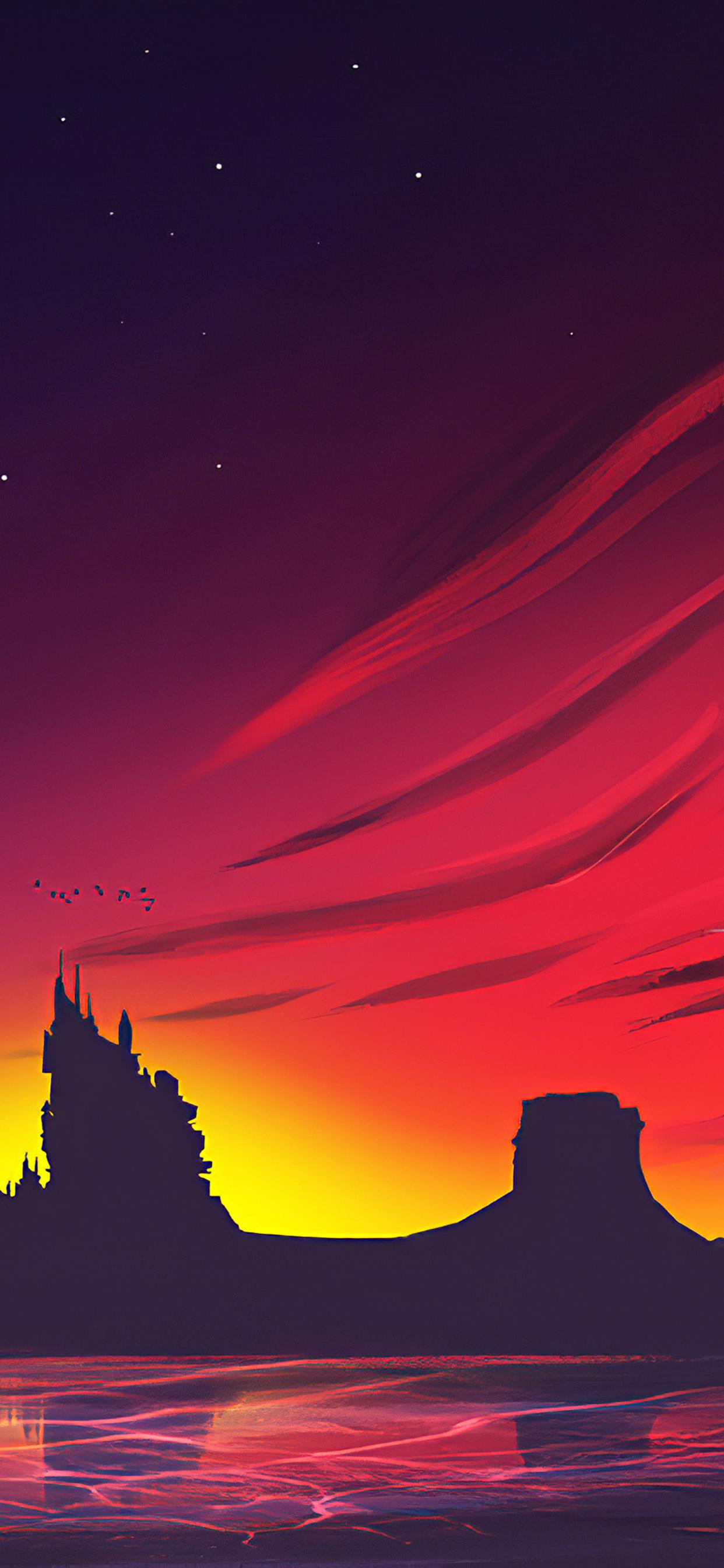 1242x2688 Minimal Sunset Landscape 4k iPhone XS MAX HD 4k Wallpaper, Image, Background, Photo and Picture