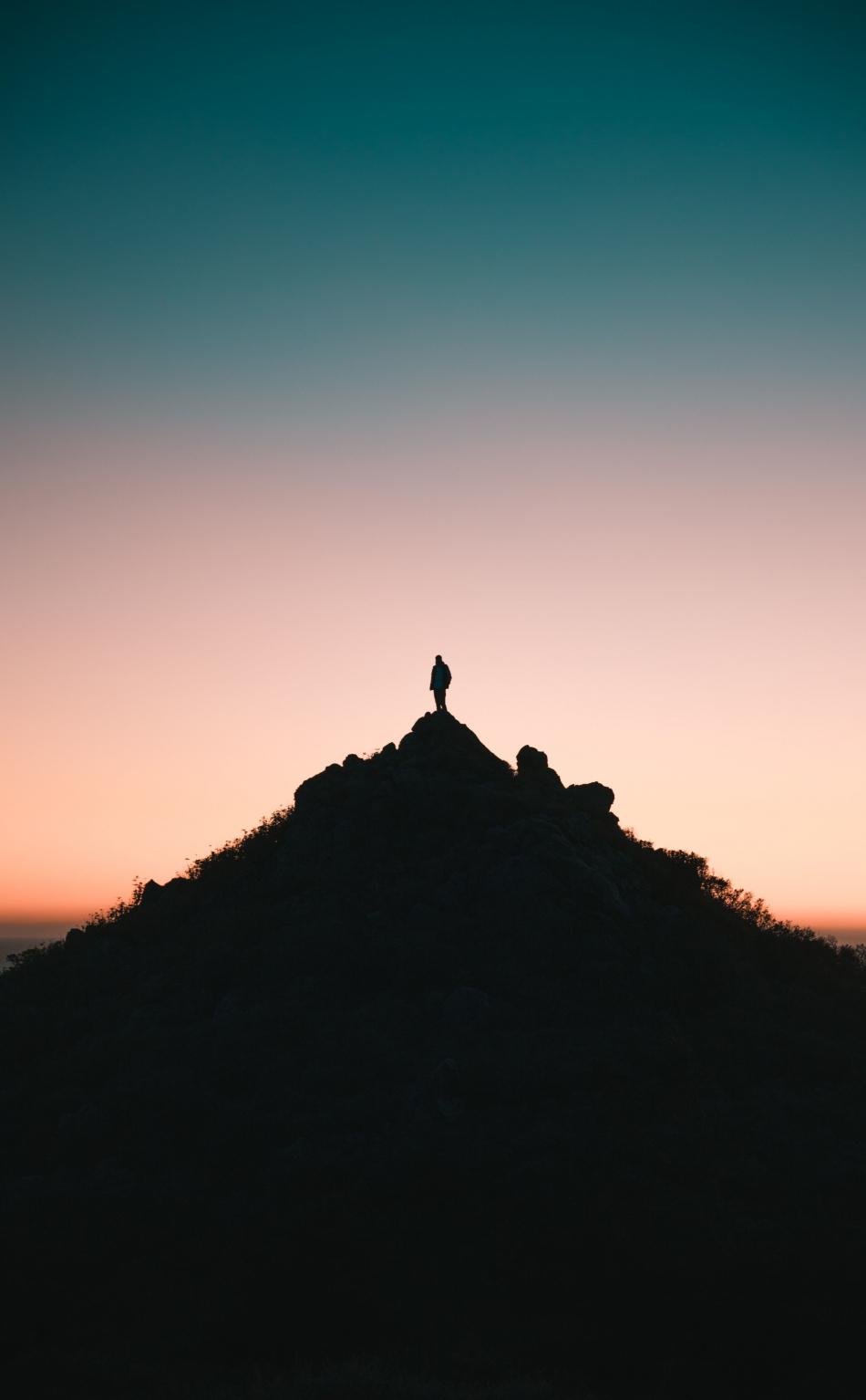 950x1534 Download 950x1534 wallpaper sunset, hill, man, explorer, silhouette, minimal, iphone, 950x1534 HD image, background, 17551