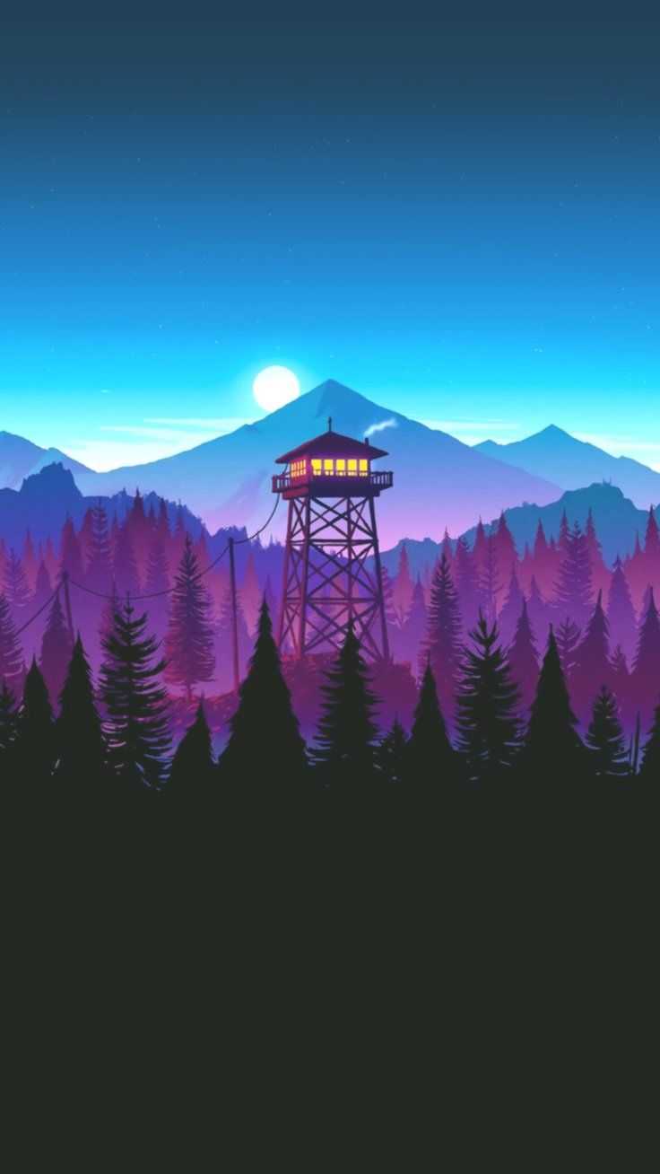 Forest Scenery Watchtower Firewatch Wallpaper iPhone Phone 4K #4260e