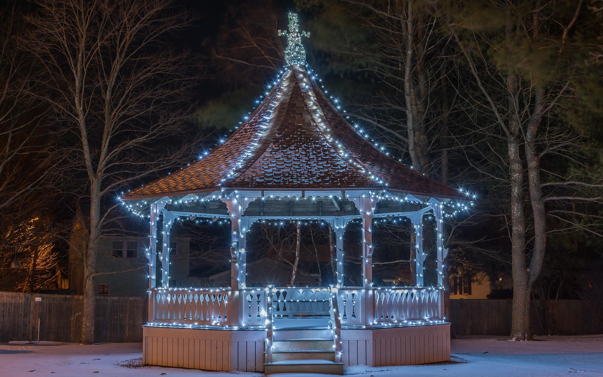 1920x1200 Wallpaper Gazebo, holiday lights, night 1920x1200 HD Picture, Image
