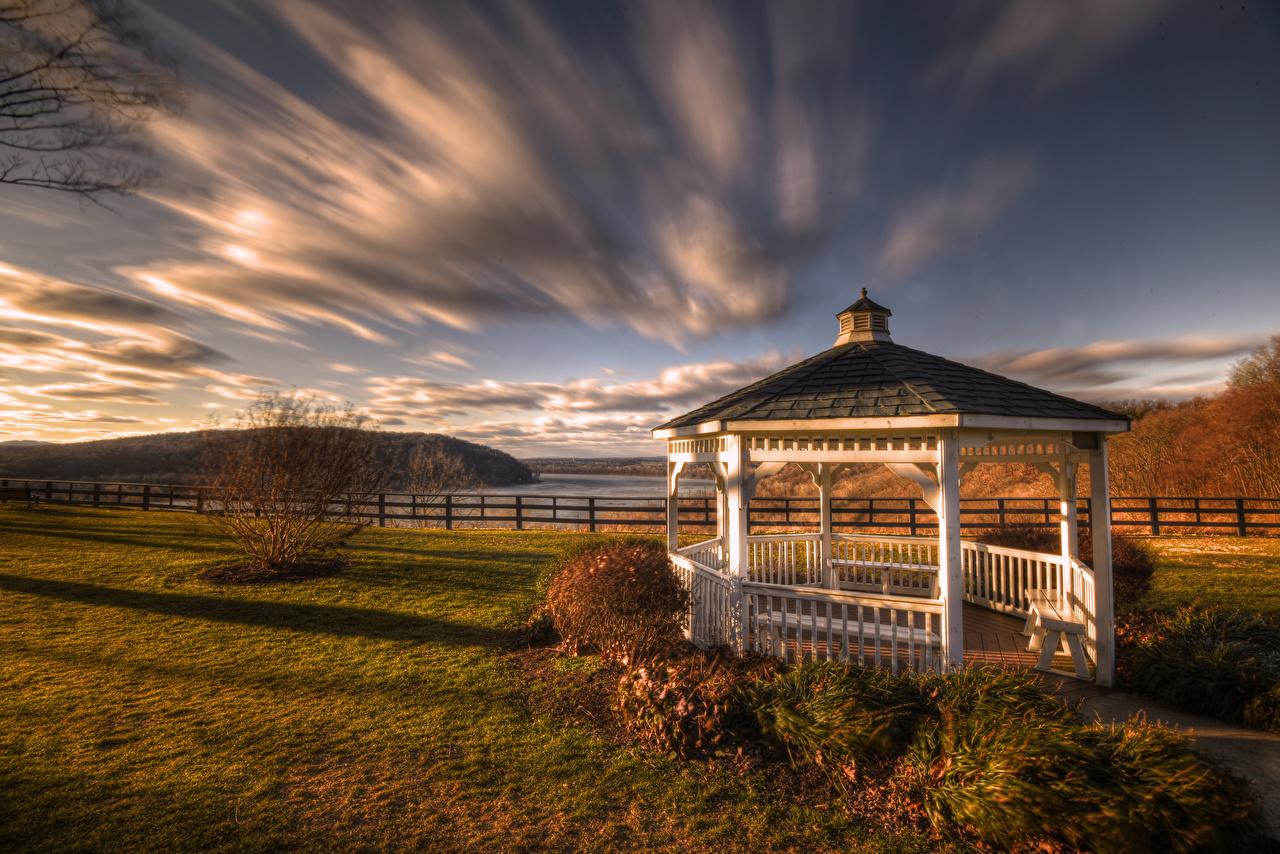 1280x854 Picture Pennsylvania USA Klinesville, Gazebo HDRI Autumn Nature