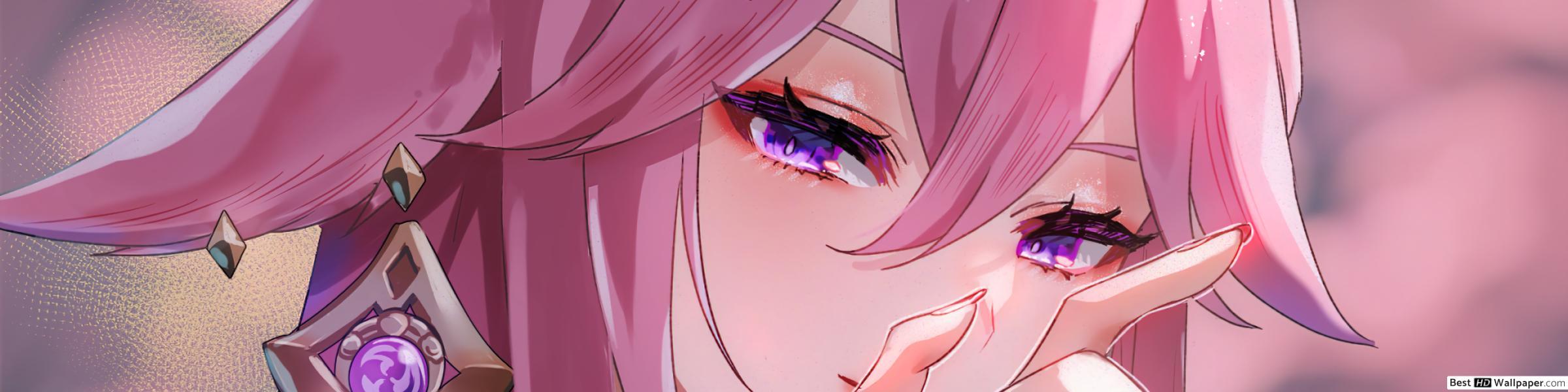 2400x600 2021) 'Yae' Miko (Electro Character) Impact (Anime Video Game) HD wallpaper download
