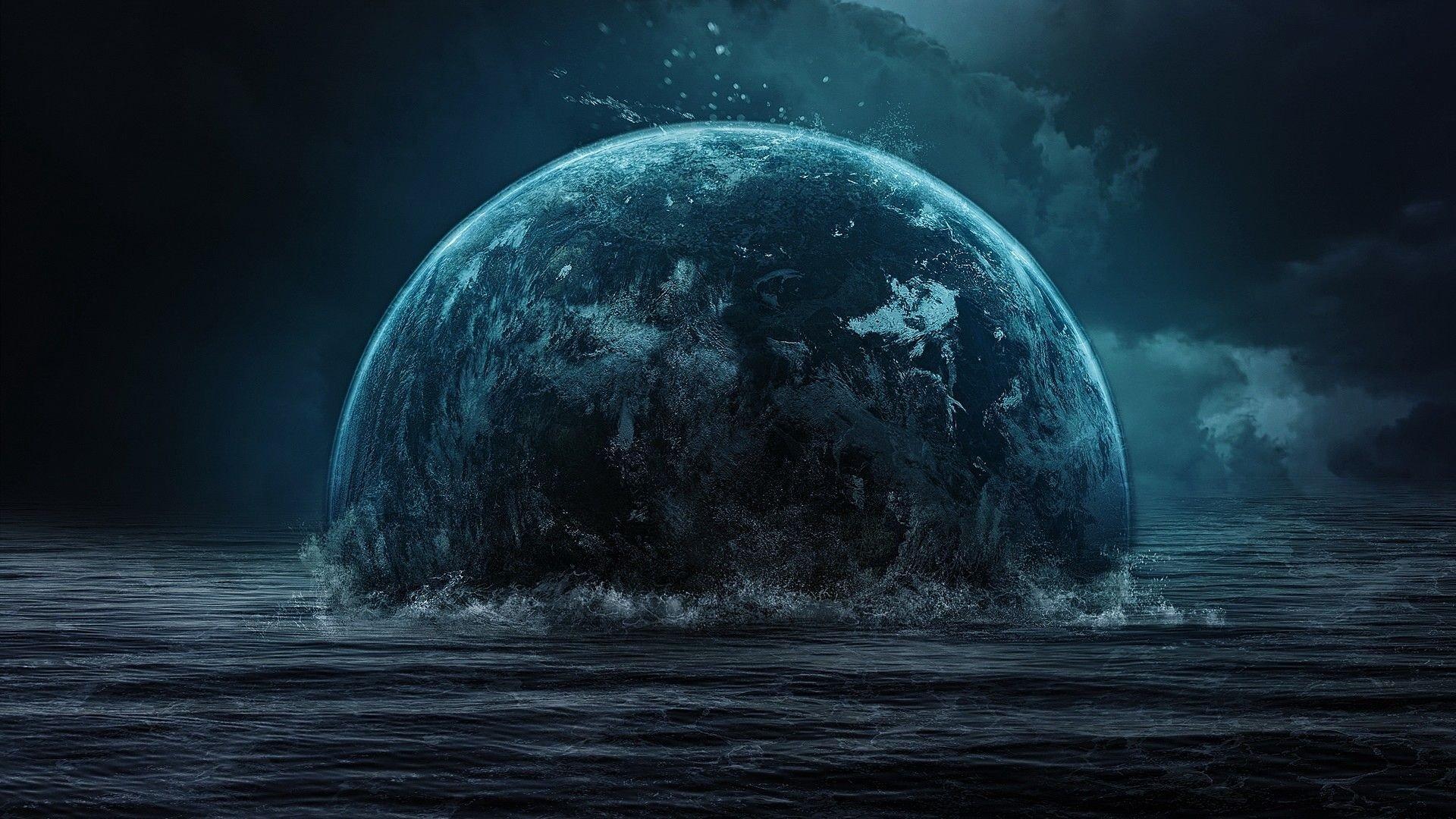 1920x1080 space art, Planet, Space, Sea, Digital art HD Wallpaper / Desktop and Mobile Image & Photo