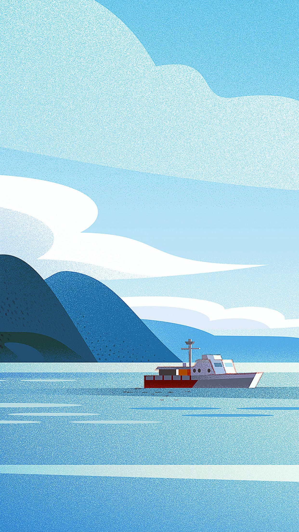 1242x2208 Art Boat Illust Sea Wallpaper