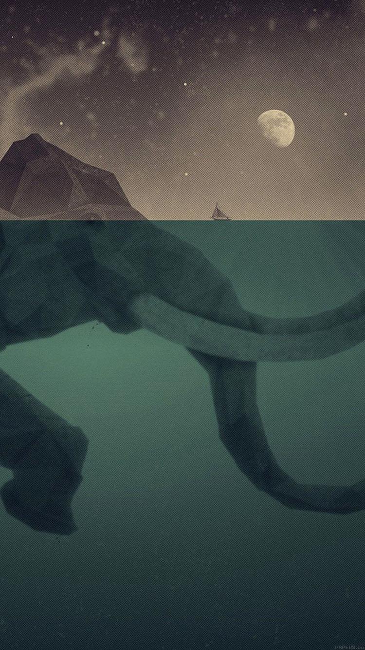 750x1334 iPhoneXpapers elephant illust sea swim art