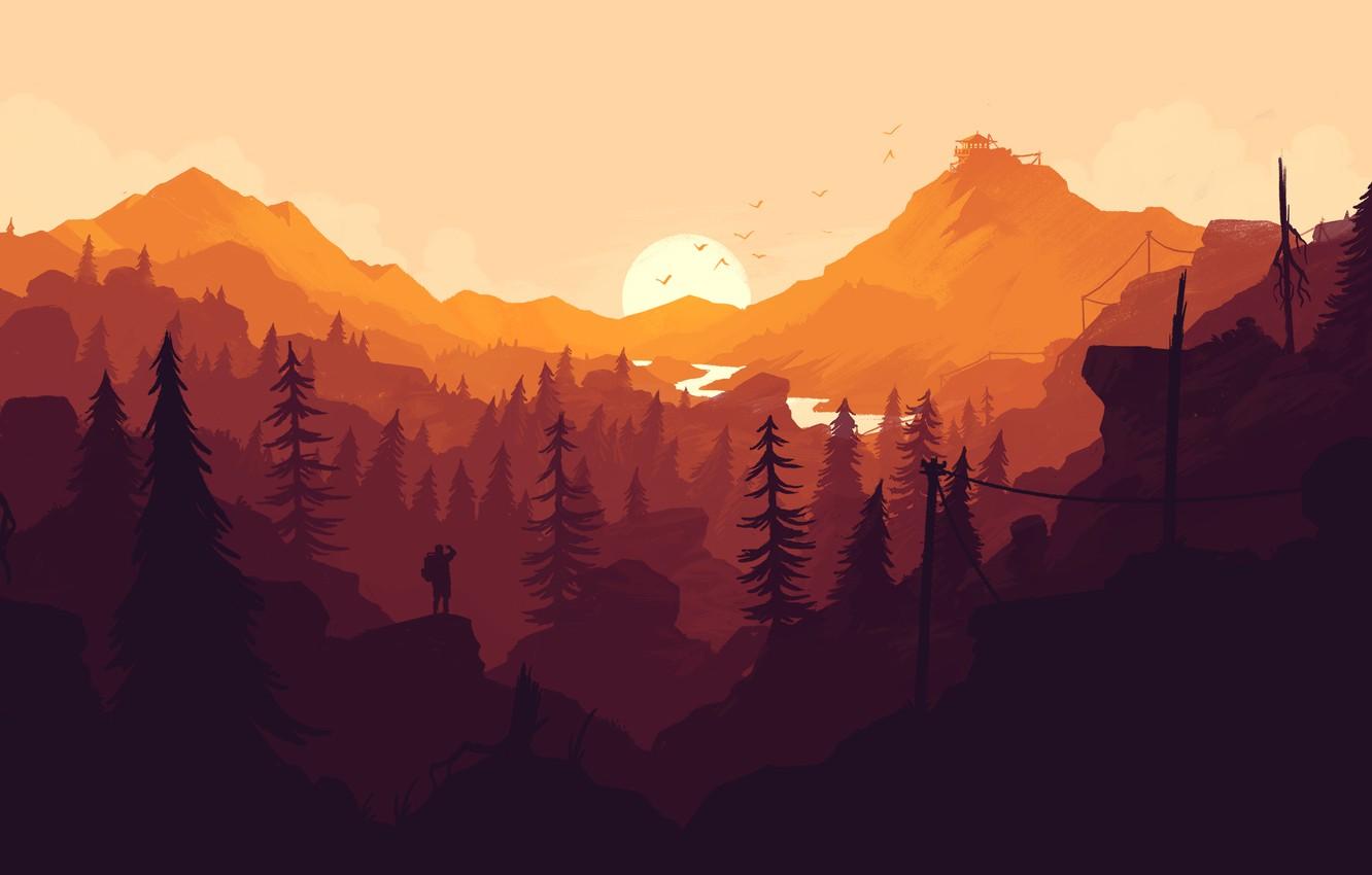 1332x850 Minimalist Sunset Wallpaper