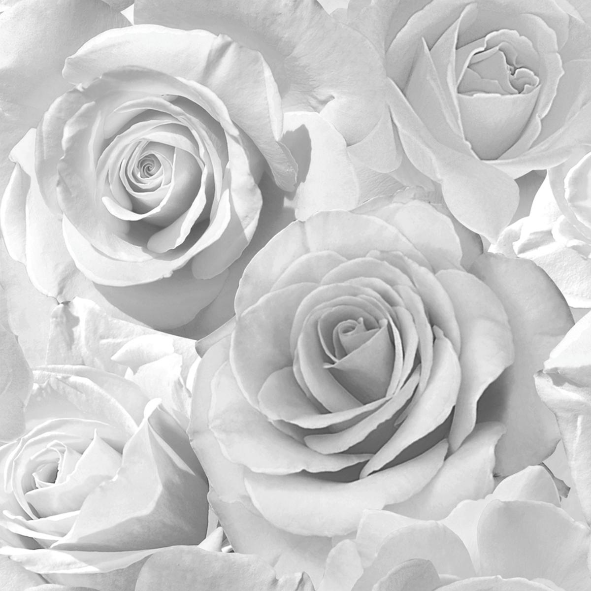 1200x1200 Madison Rose Glitter Floral Wallpaper Grey and Silver Muriva 139520