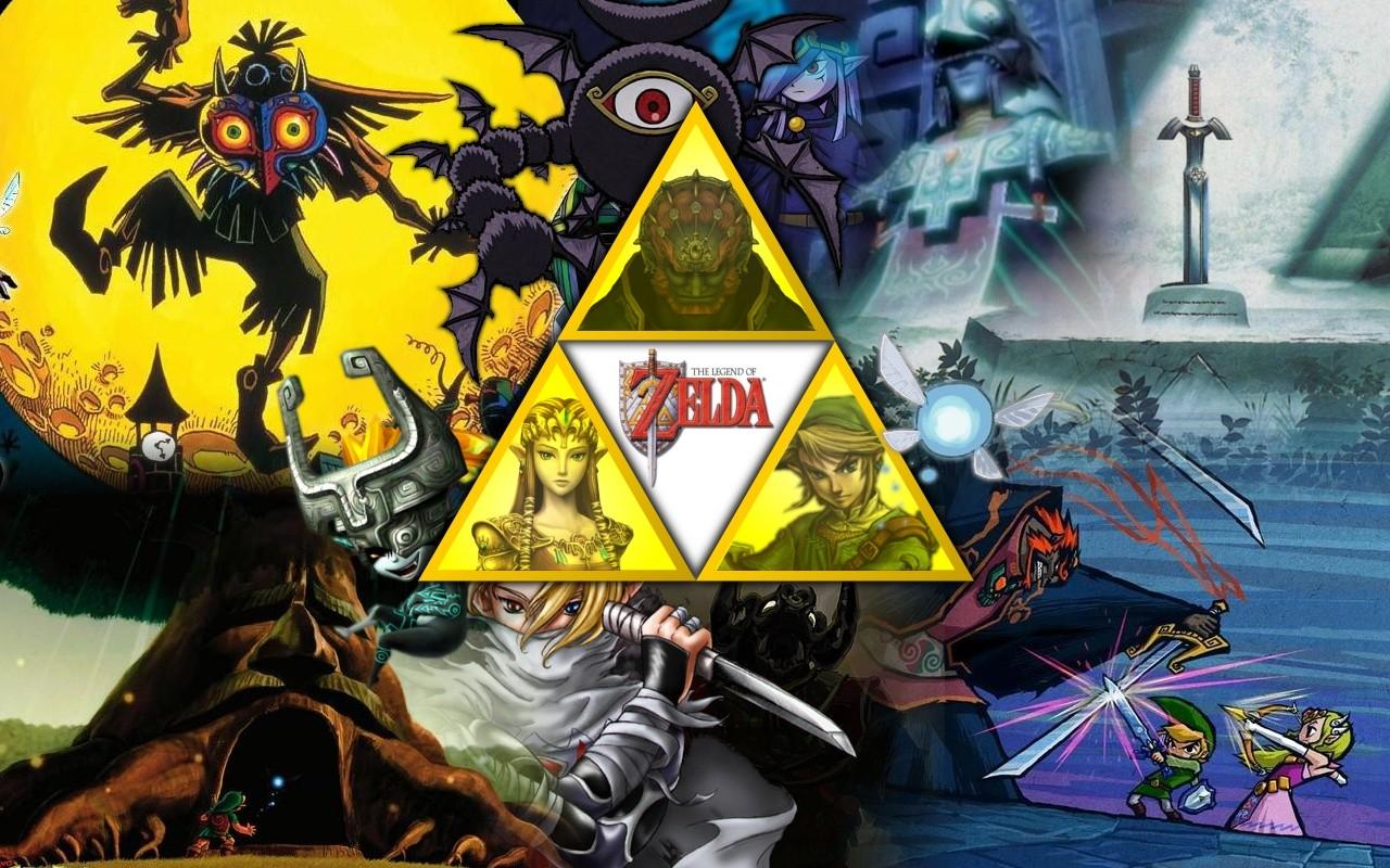 1280x800 #Princess Zelda, #Zelda, #collage, #The Legend of Zelda, #Ganondorf, #skull kid, #video games, #Link, #Master Sword, #Midna, #Great Deku Tree, #Ganon, #Sheik, wallpaper. Mocah HD Wallpaper