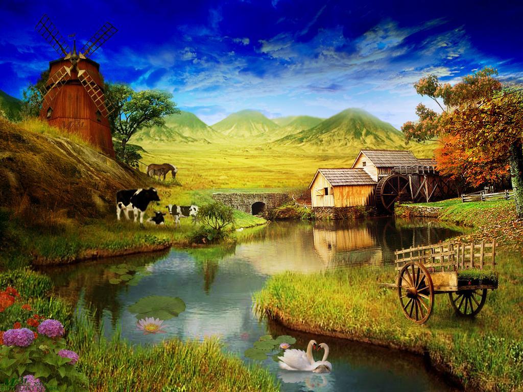 1024x768 Free Farm Wallpaper