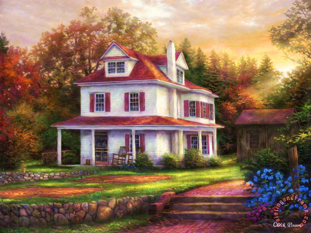1025x768 Country Home Wallpaper