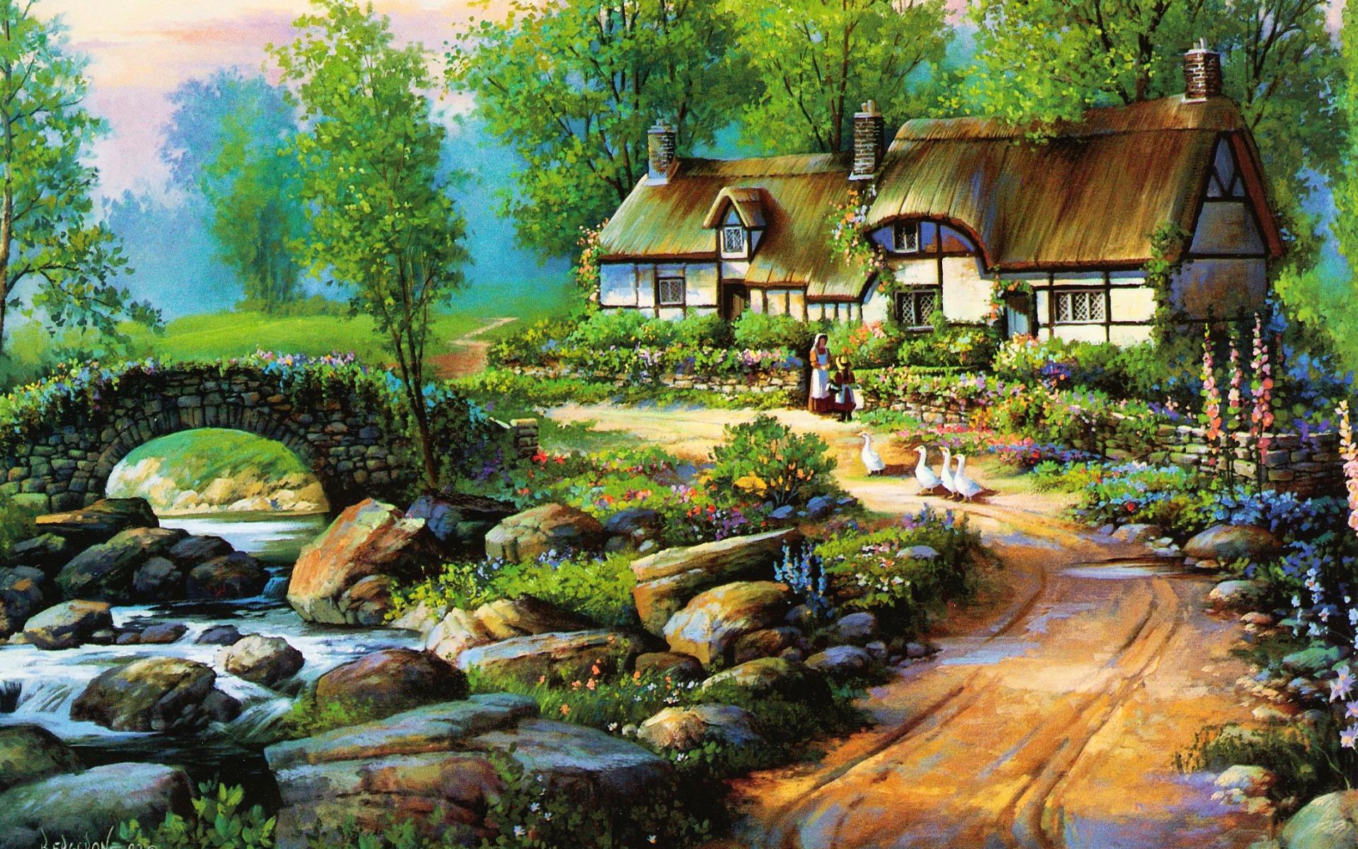 1920x1200 Farm Cottage wallpaper. Farm Cottage