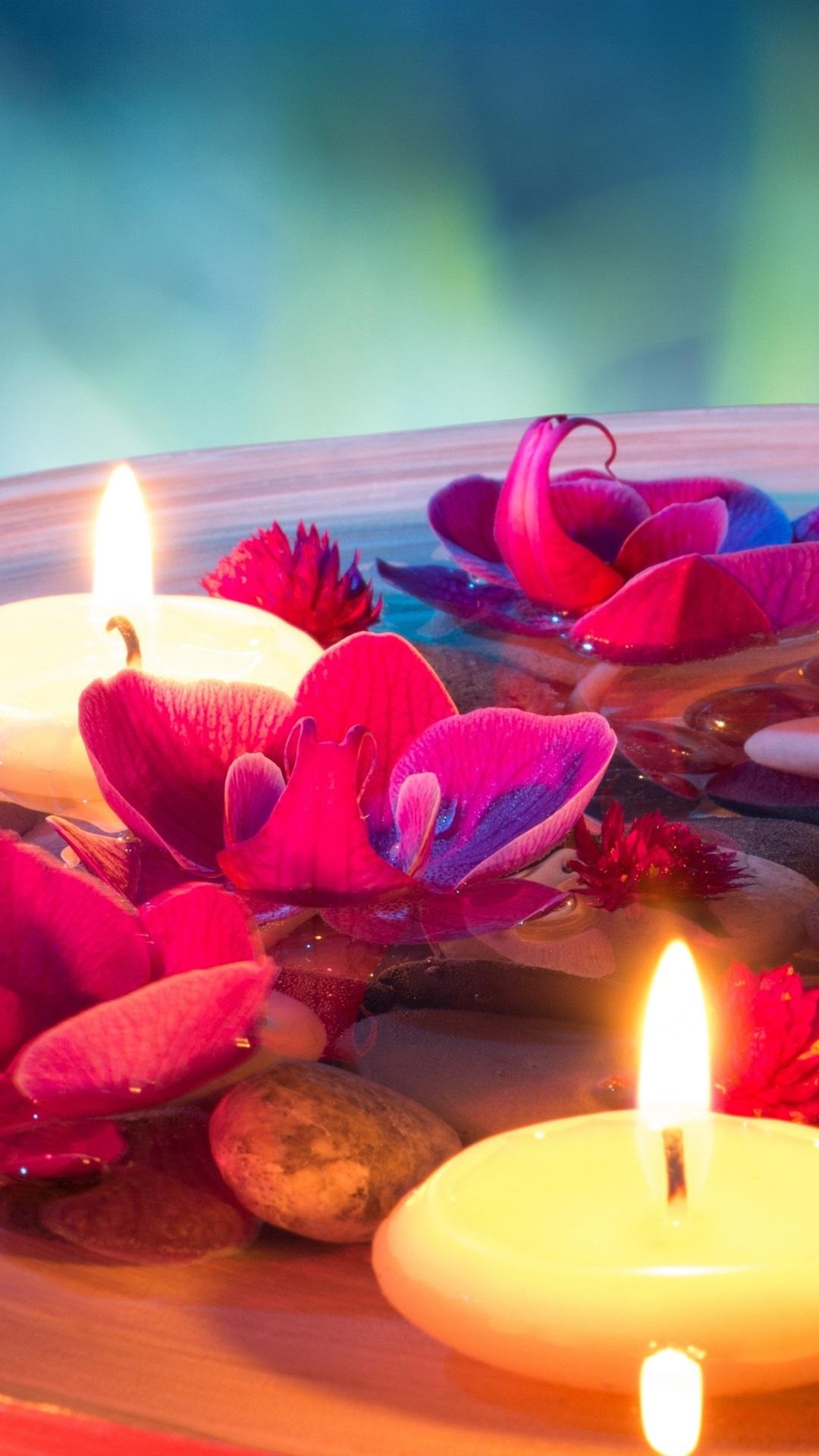 1080x1920 SPA Themed, Candles, Flowers, Stones, Water 1080x1920 IPhone 8 7 6 6S Plus Wallpaper, Background, Picture, Image
