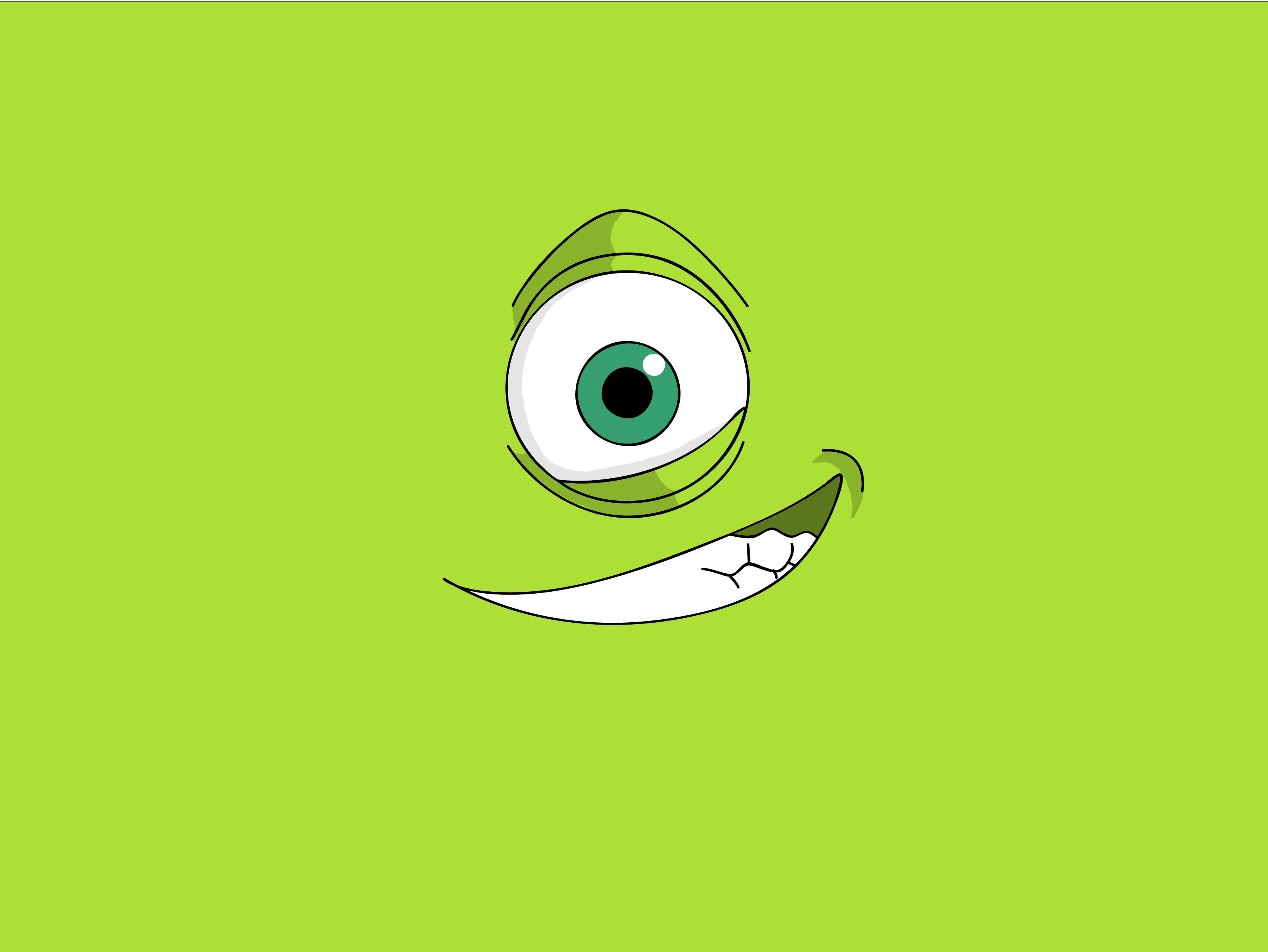 3317x2492 Green Background And Big Eye Wallpaper For Android Inc Mike Cartoon