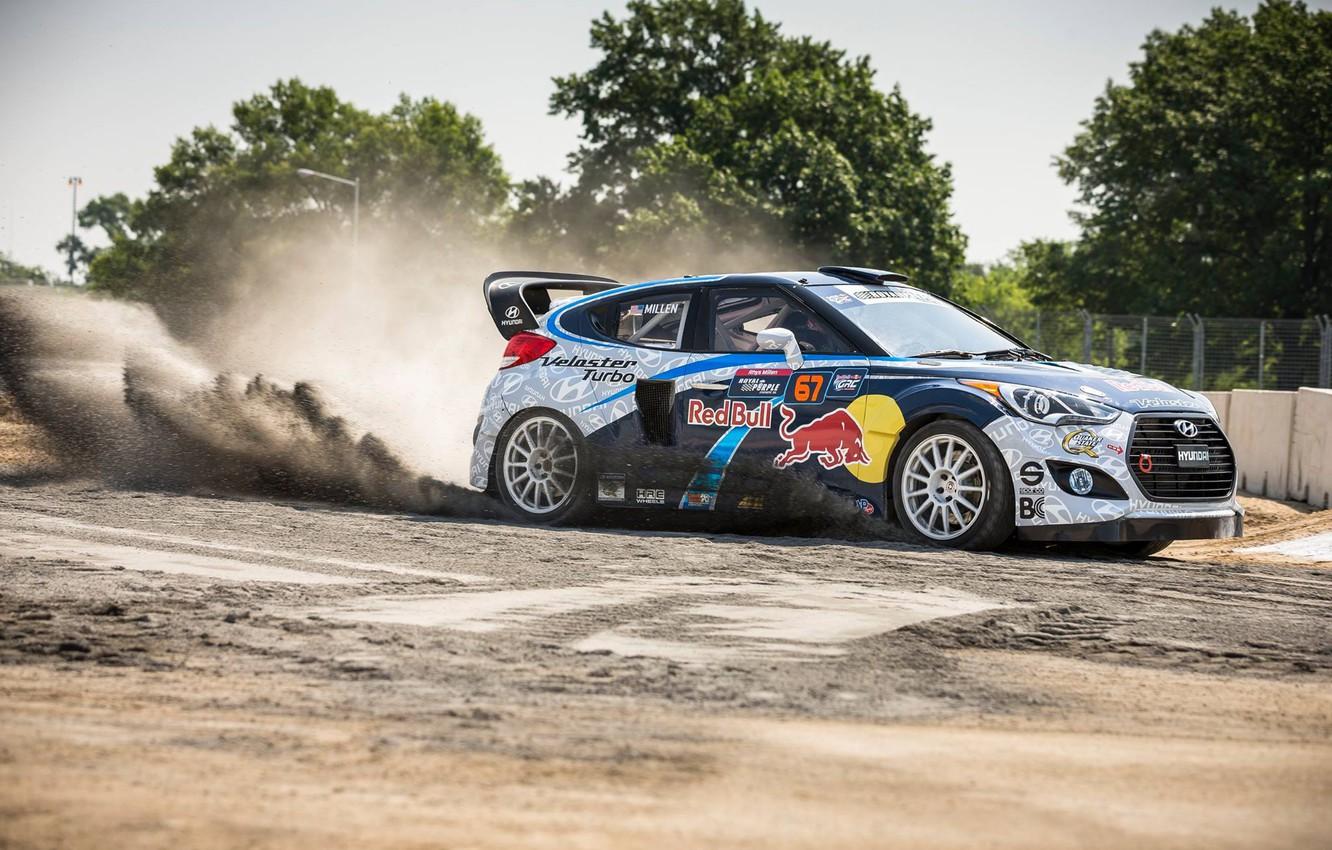 1332x850 Wallpaper dust, turbo, rally, rally, slip, hyundai, red bull, veloster, global rallycross, rallycross, grc image for desktop, section спорт