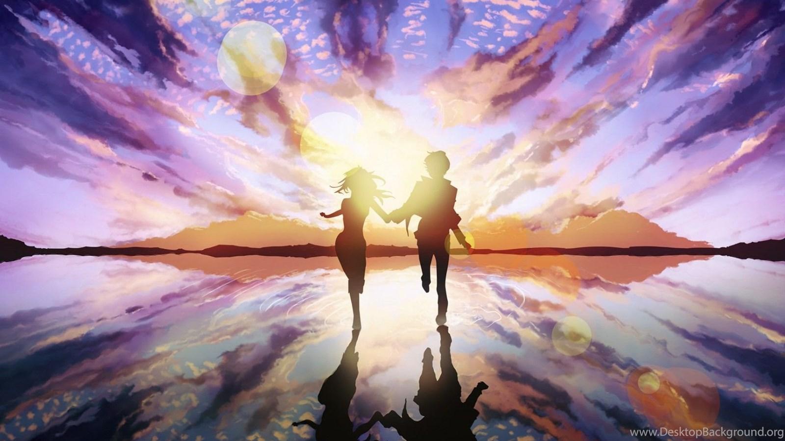 1600x900 Art, Couple, Hug, Love, Happy, Manga Anime Love, Cute, Wallpaper Desktop Background