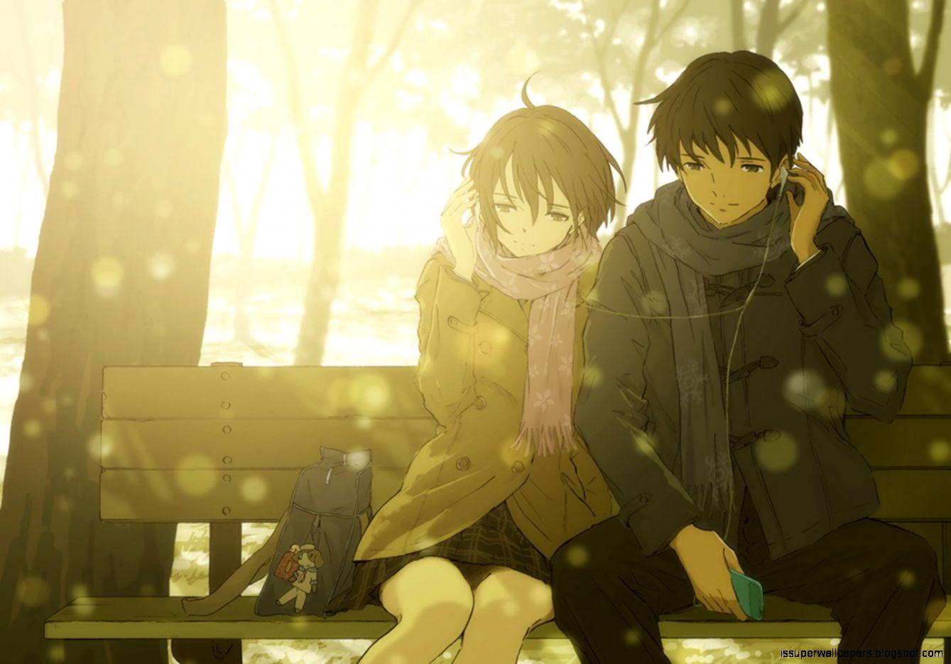1339x935 Romantic Anime Couple HD Wallpaper