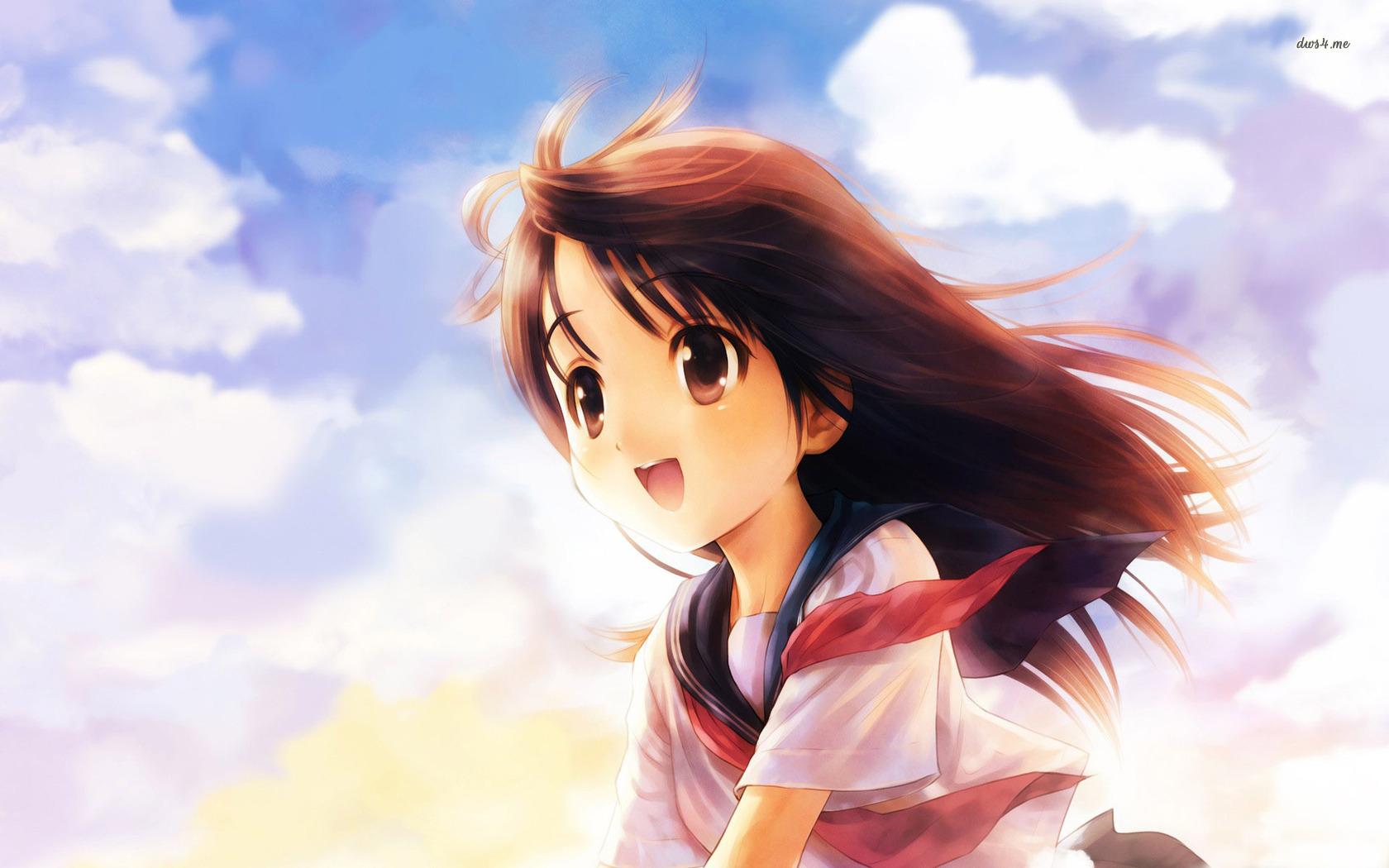 1680x1050 Happy School Girl Anime Wallpaper Anime Happy Girl HD Wallpaper
