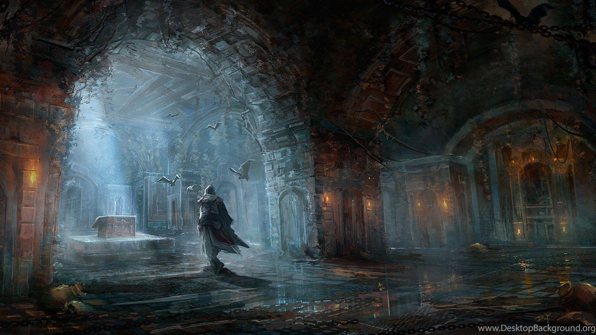2048x1152 Download Wallpaper 3840x2160 Assassins Creed, Chest, House, Bats